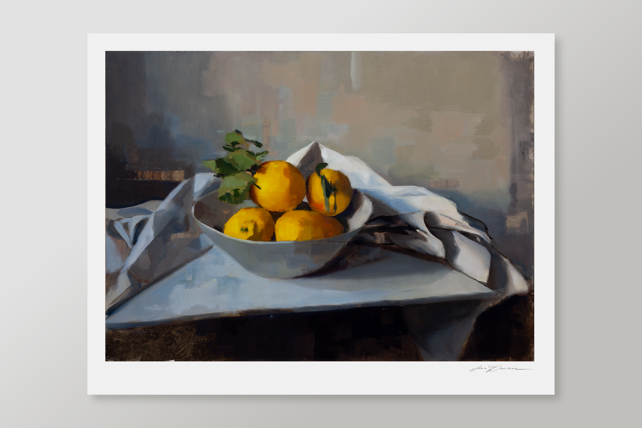 LEMONS AND LINEN IN EVENING LIGHT