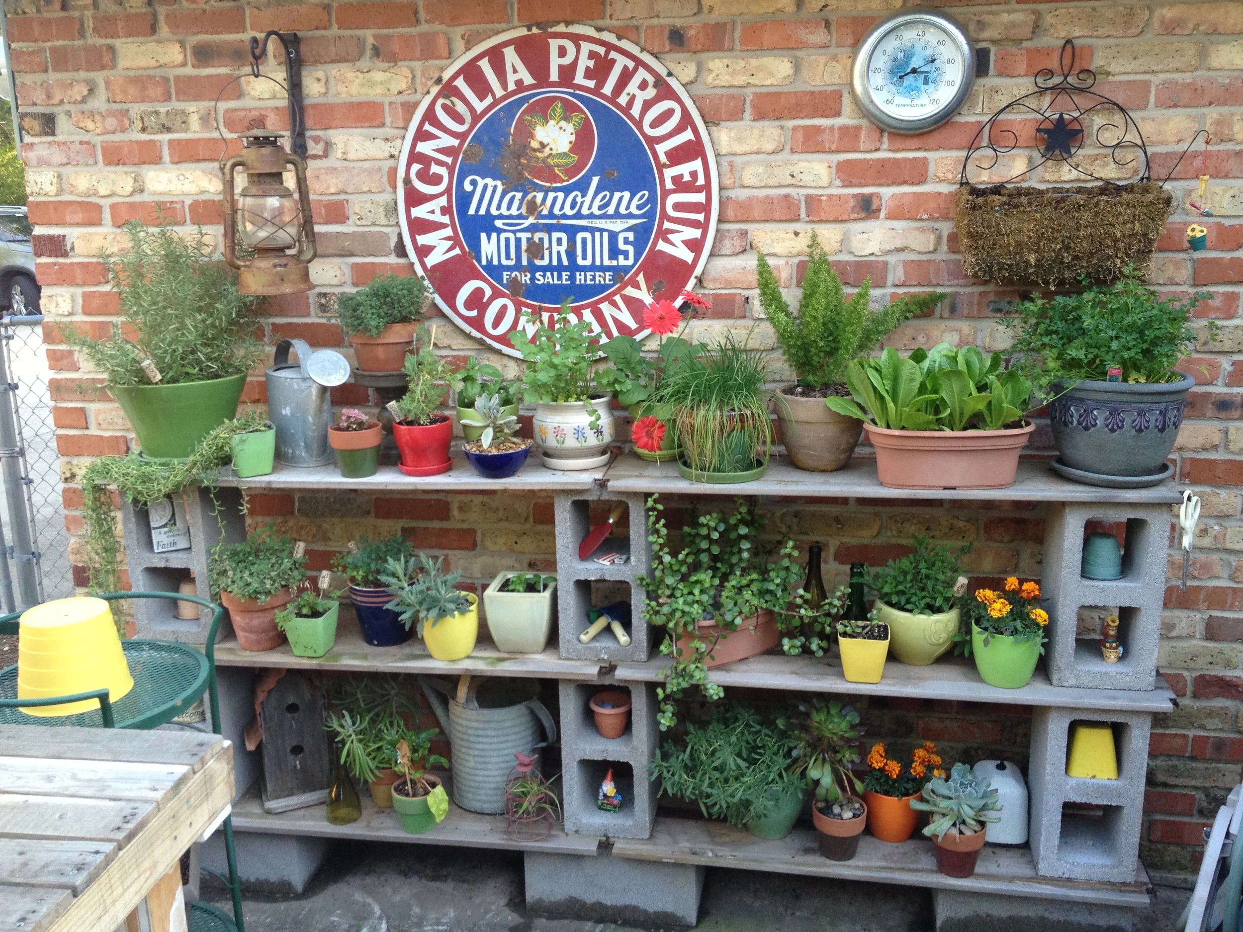 shelves and cinder blocks