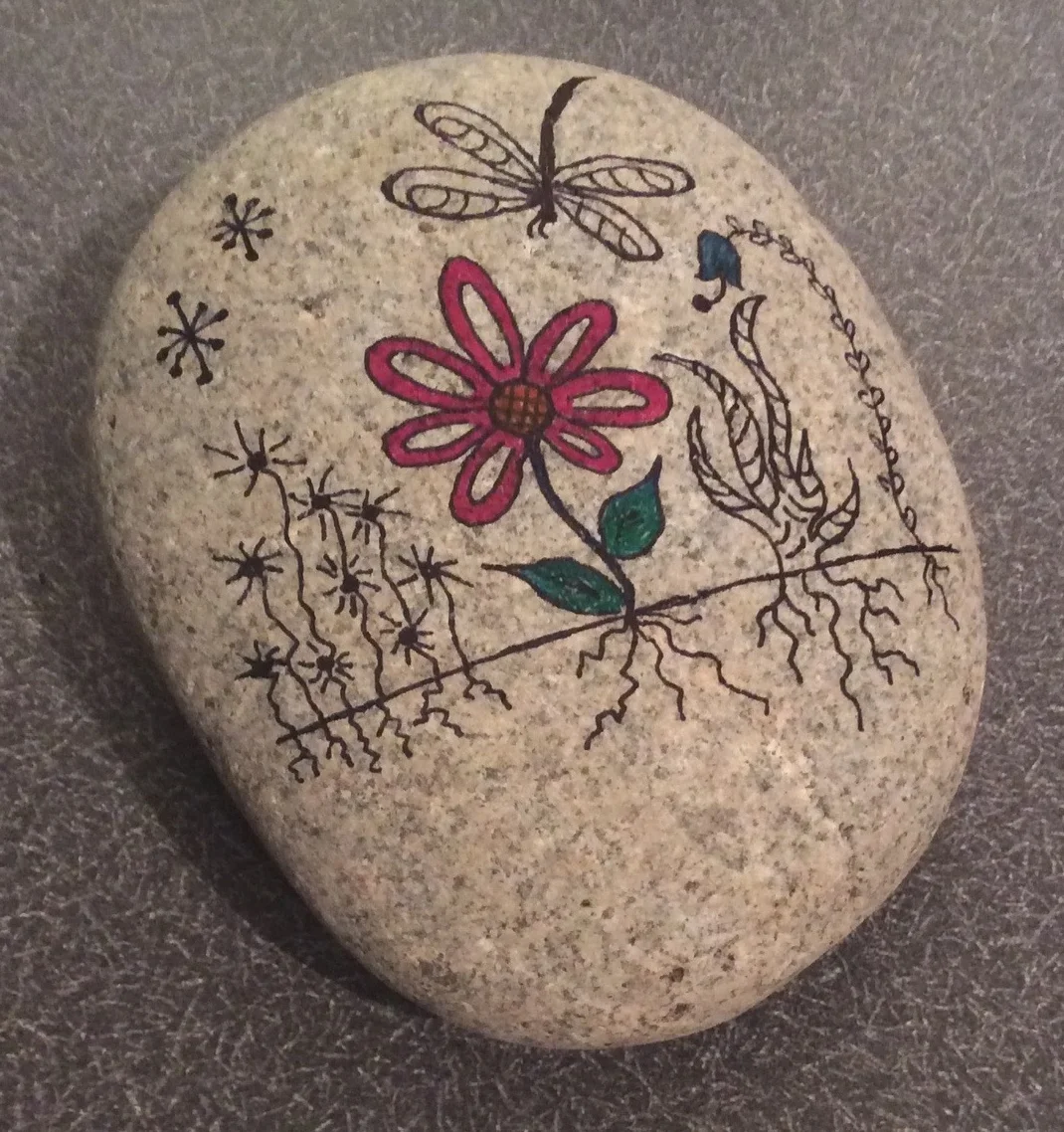 river rock drawing