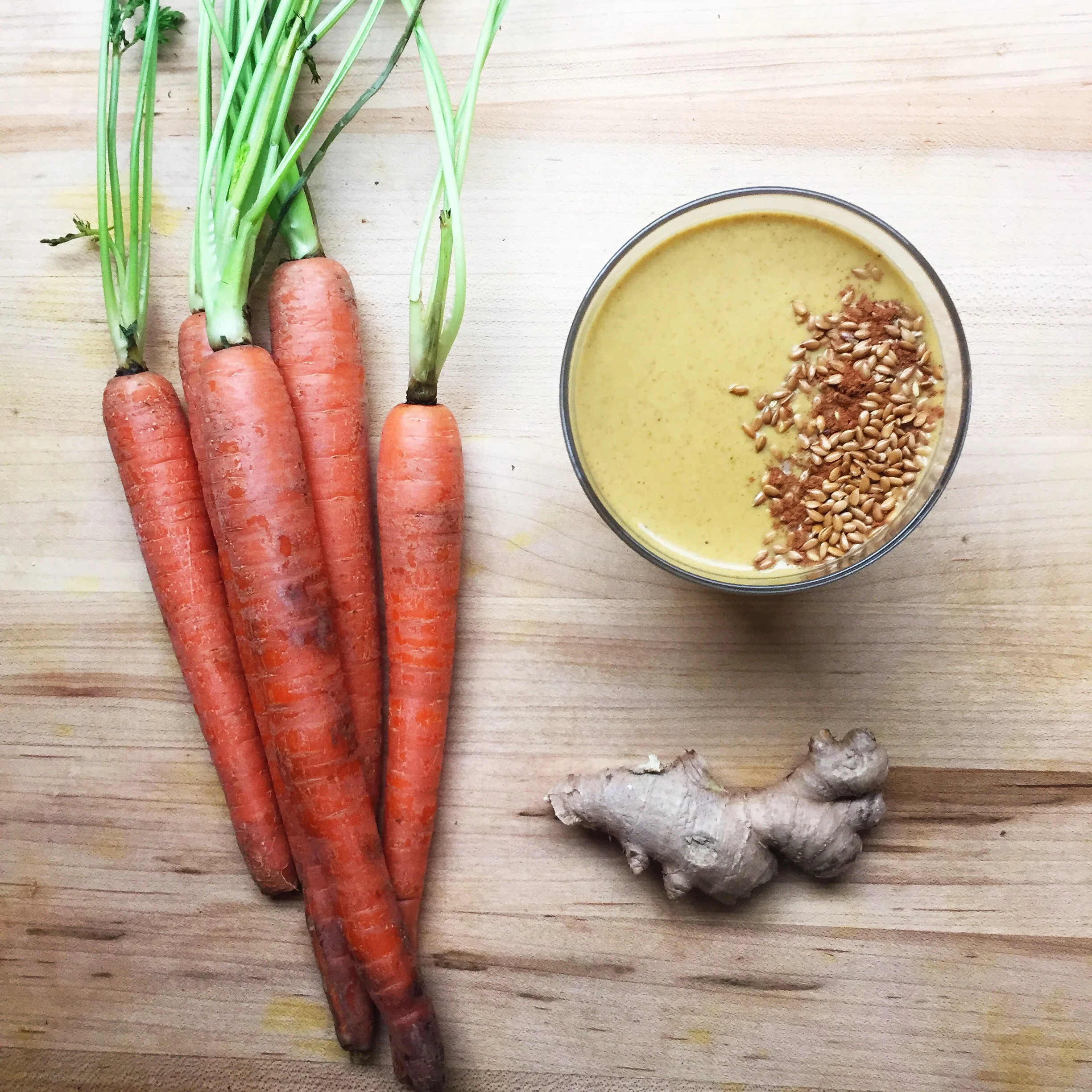 Here's how: 1 scoop Slender blend @proteinworld OR vega protein @vega_team (for Paleo and Vegan version) 1 cup water 1 Carrot 1/2 apple (peeled and chopped) 1/2 tsp of Cinnamon 1 tbs flaxseeds 1 tsp of fresh chopped Ginger Ice BLEND!!