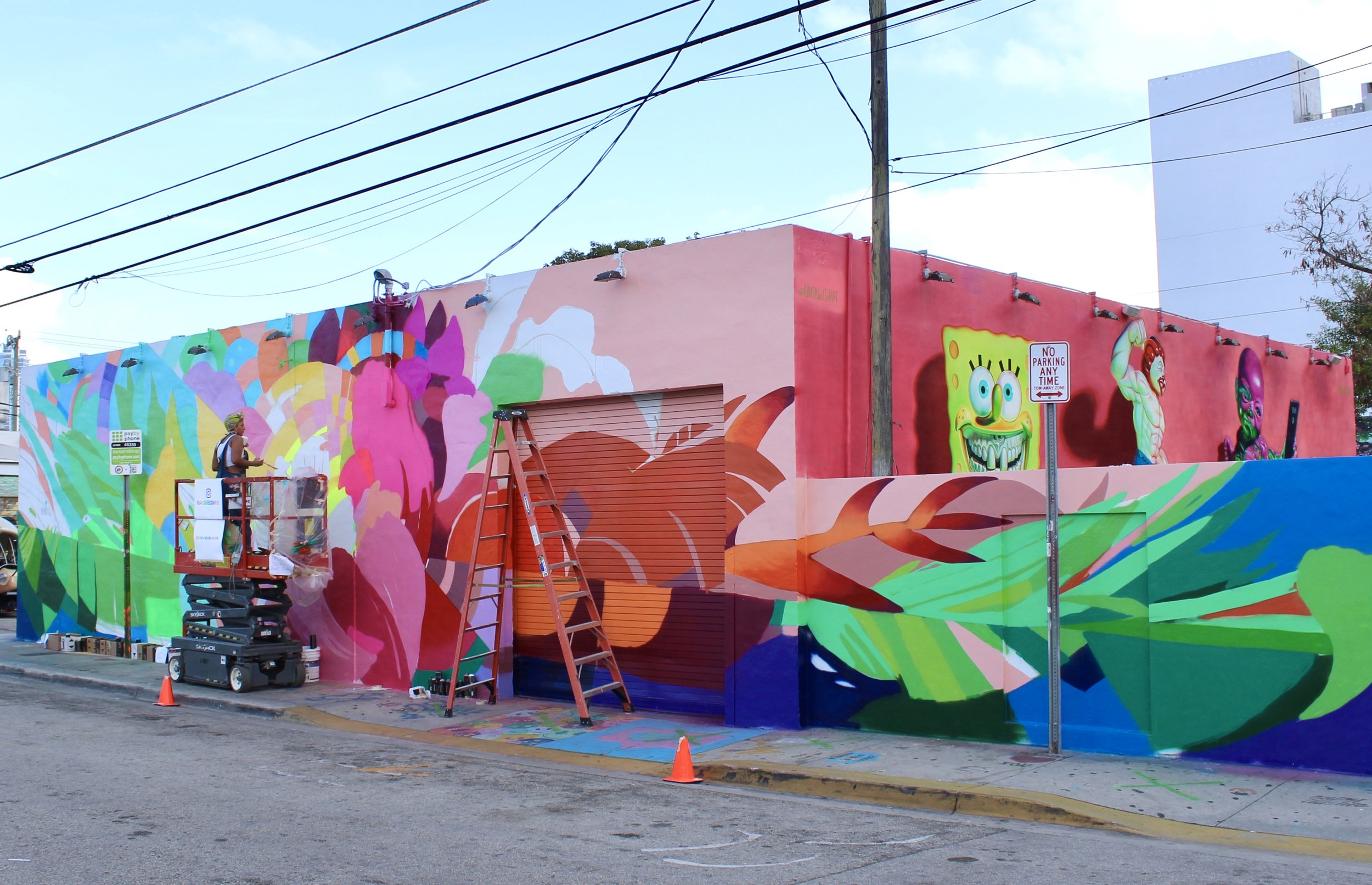 New mural unveiled for Glossier Miami Pop-Up Store at Wynwood Walls, Miami.