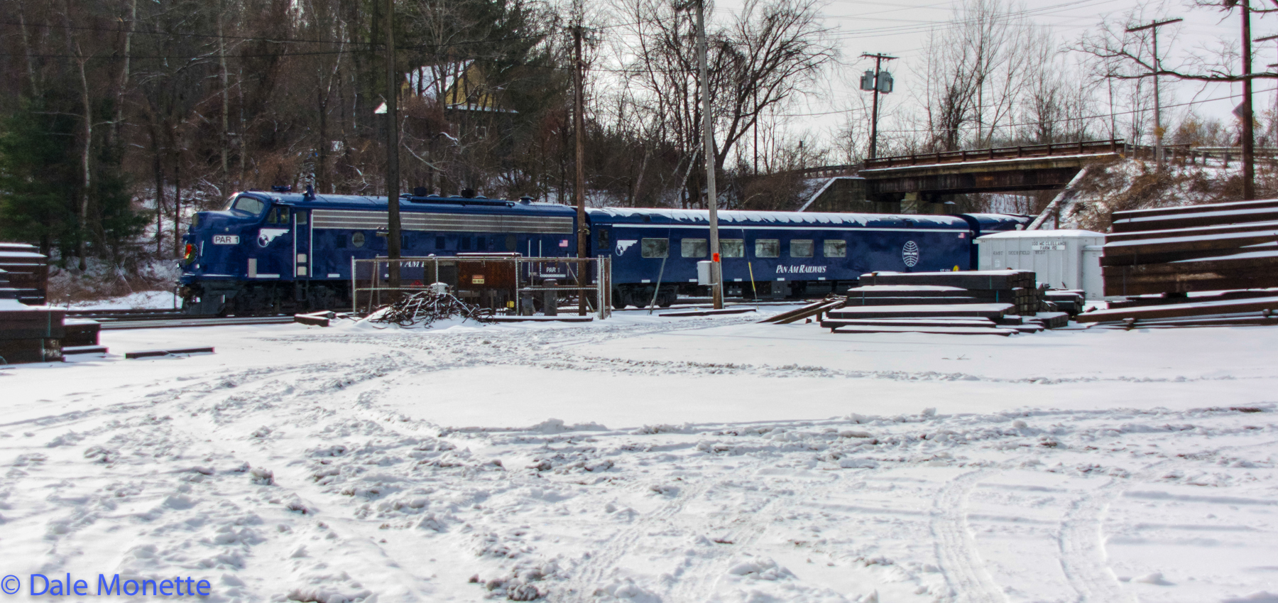 Pan Am F unit on passenger coaches, East Deerfield MA  12/14