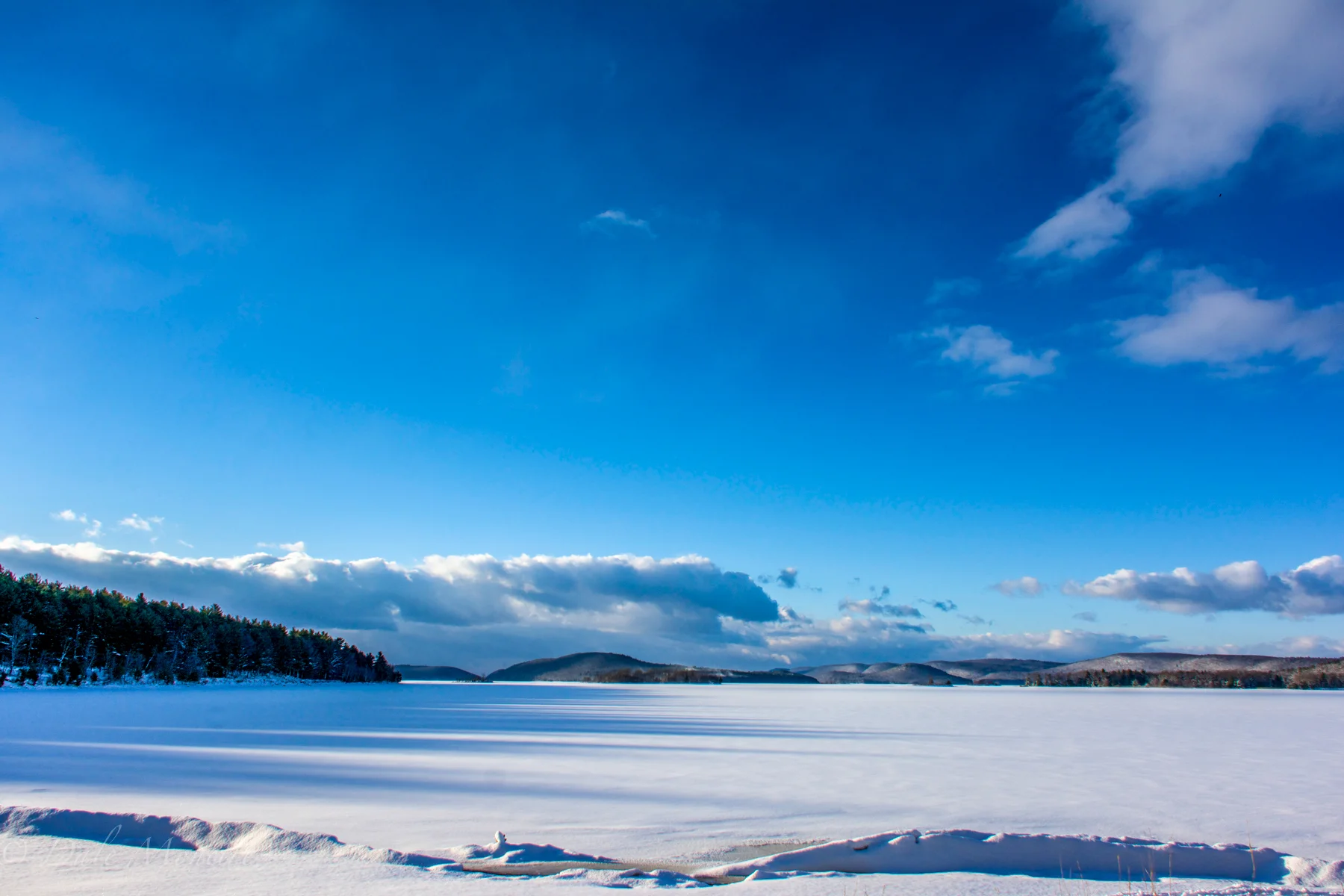 You can see the pressure ridges of the ice along the shore line.