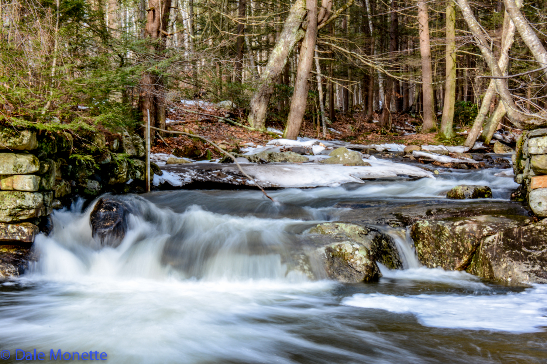 Brooks over flow with snow melt.  This is Hop Brook in the New Salem area. The Quabbin's water level also rises.