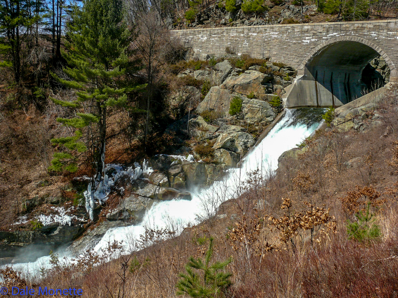   It then flows into a longer sluiceway and into the Swift River.&nbsp;  