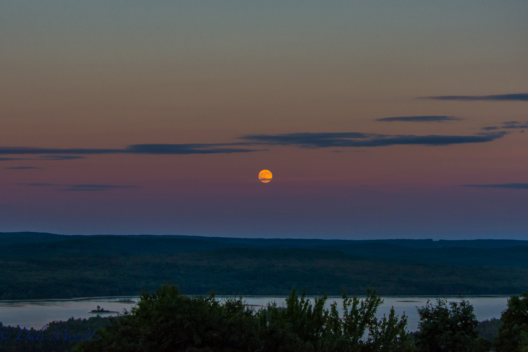 Quabbin full "buck" moon rising, 7/19/16