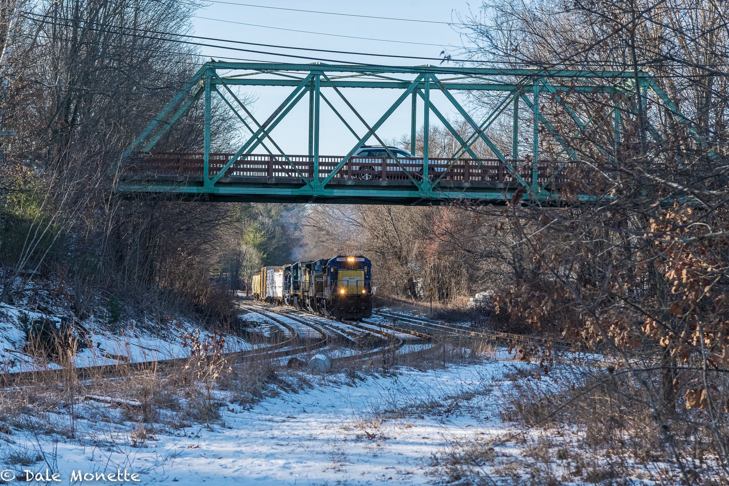   I cant resist photographing trains and have always done it.  This train was headed to Portland Maine from East Deerfield, MA on the CSX Northern New England branch on December 26th, 2022 at 8AM in Millers Falls MA.    