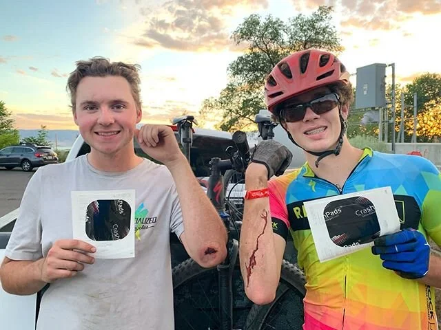 15% off @crashpads bandages from one of our newest 2020 league sponsors! .
@crashpads is a Utah-based company specializing in large waterproof bandages for road rash, perfect for mountain biking injuries. They stay on longer and heal faster than anyt