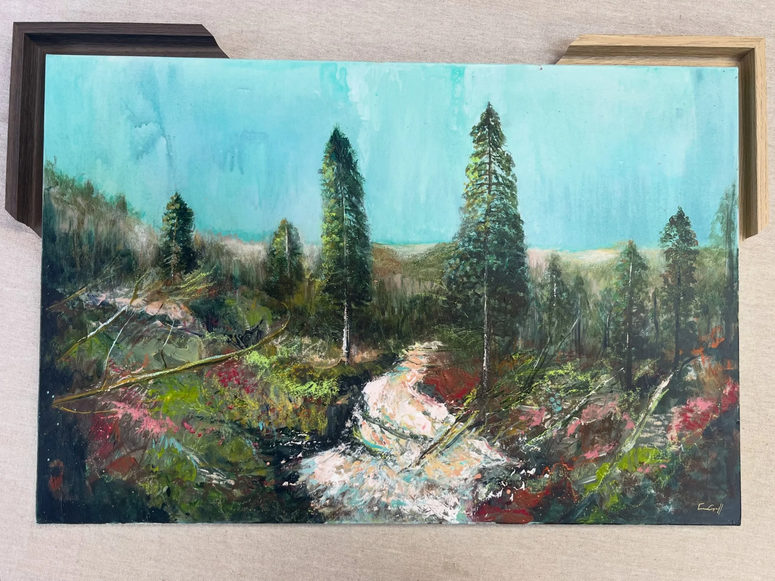 ❓Which would you choose - light wood or dark wood finish for this &lsquo;Glenariff Falls&rsquo; piece? 

Framing a painting can really transform the piece. It becomes part of the artwork and can change the styling of painting in your home if you want