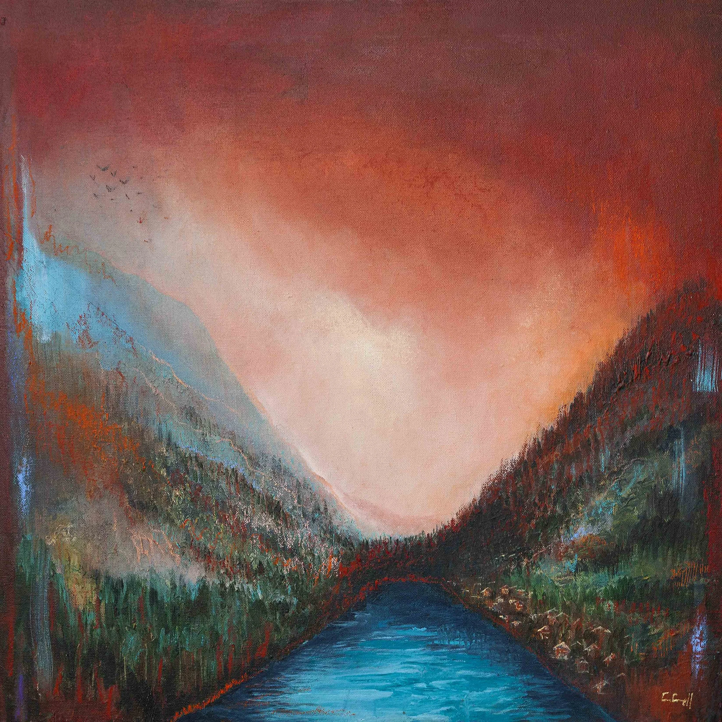 Living in Harmony, 60x60cm, Acrylic & oil pastel, 2025