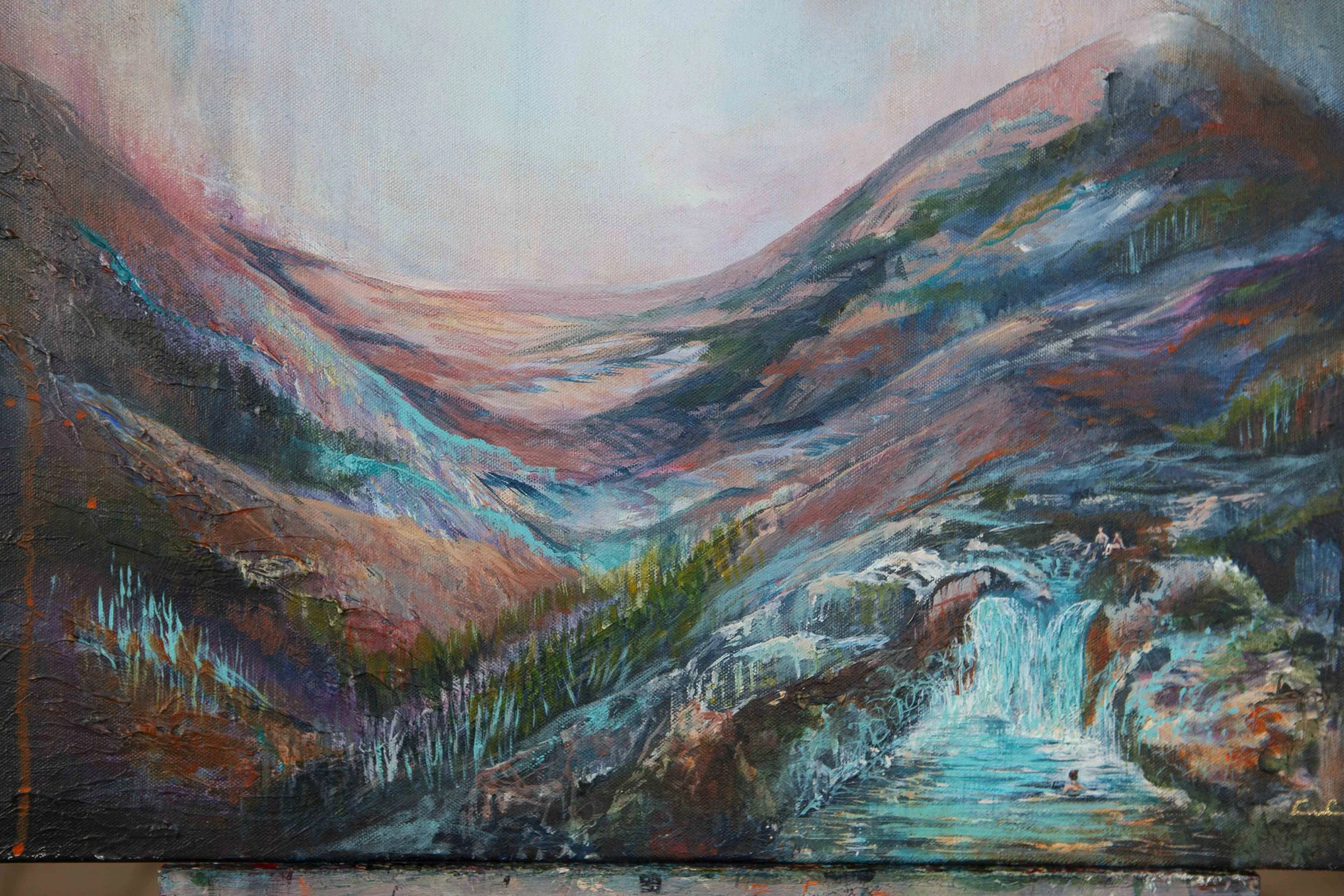 mountain painting, mourne mountains art, abstract art print, irish artist print, belfast artist