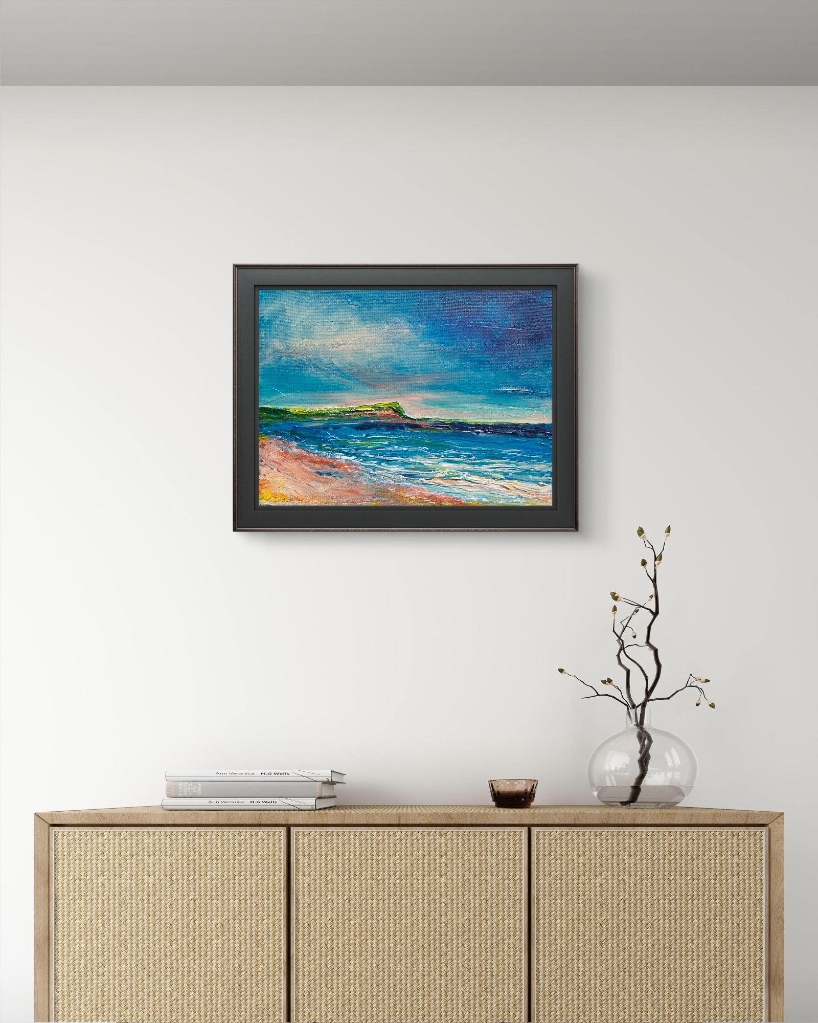 donegal painting of rossnowlagh beach, surf beach art, abstract irish nature painting, buy local art, buy irish art, buy original paintings
