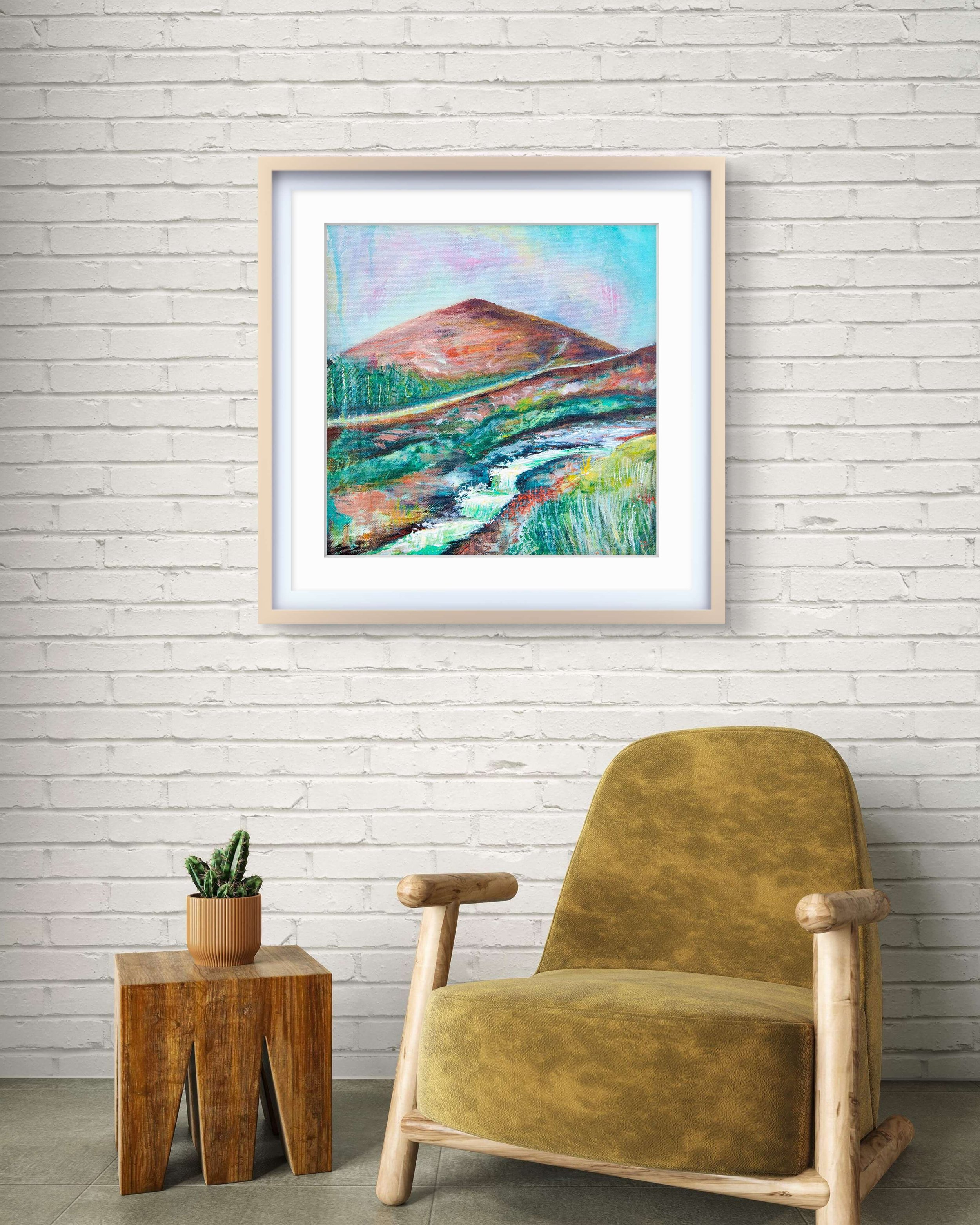 Contemporary Irish art, painting on Slieve Donard Mourne Mountains Ireland, Glen River painting, limited edition art print, Belfast artist Eimear Campbell