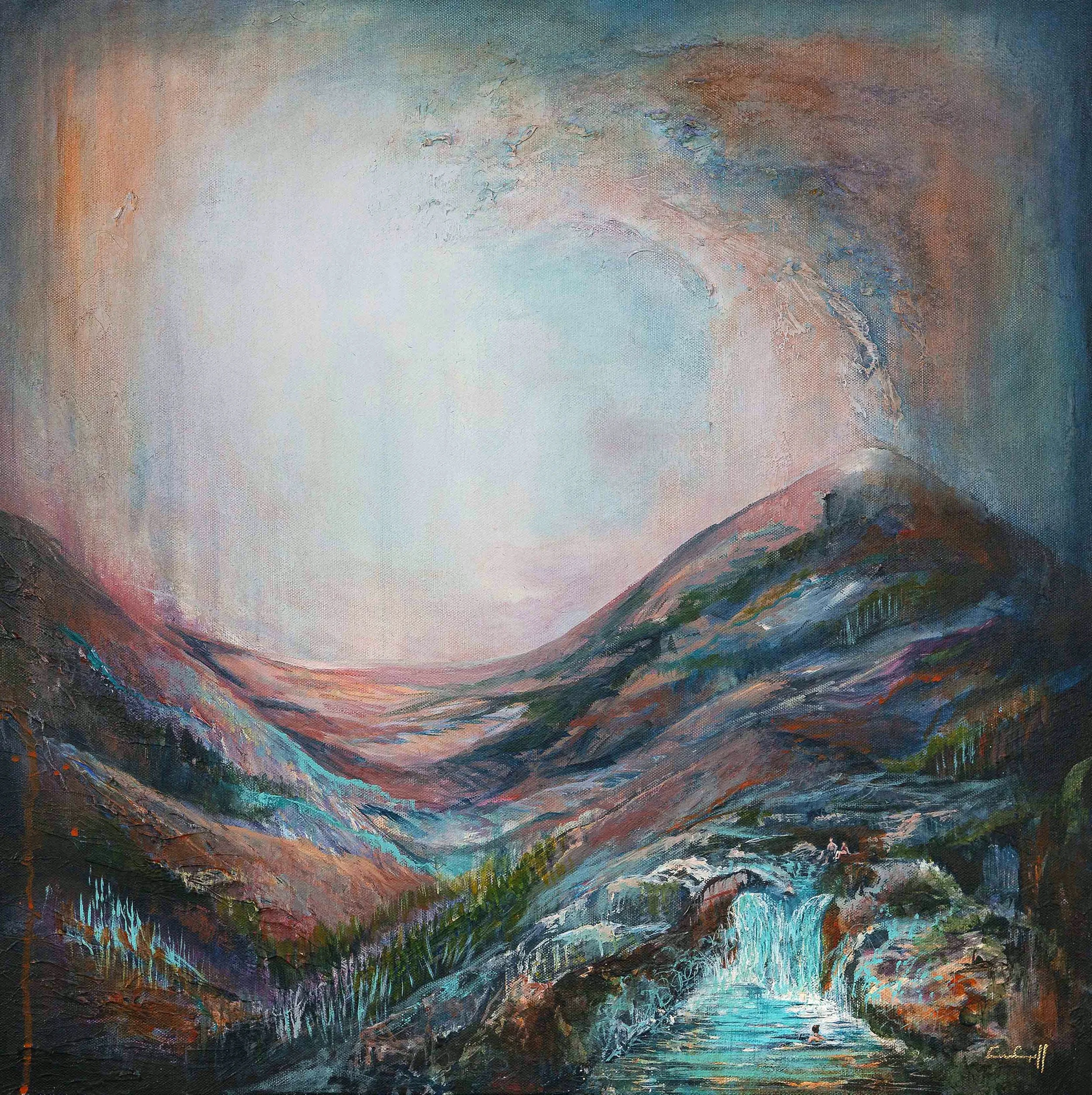 Lost in the Moment,  60x60cm, Acrylic & mixed media, 2025