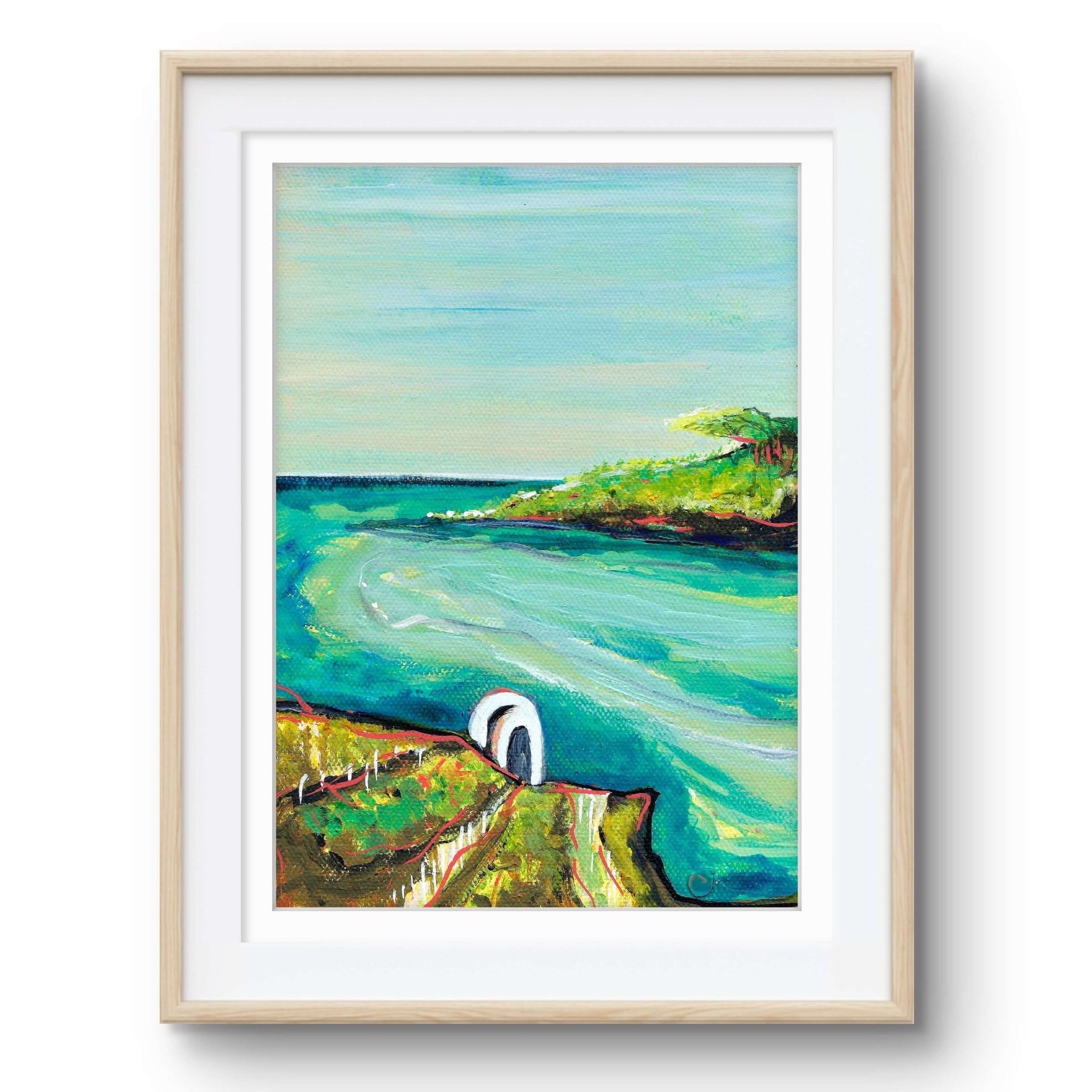 Brompton Bay, Jenny Watts Cove in Bangor Northern Ireland painting, art by irish artist Eimear Campbell, Belfast art, bangor painting, water art