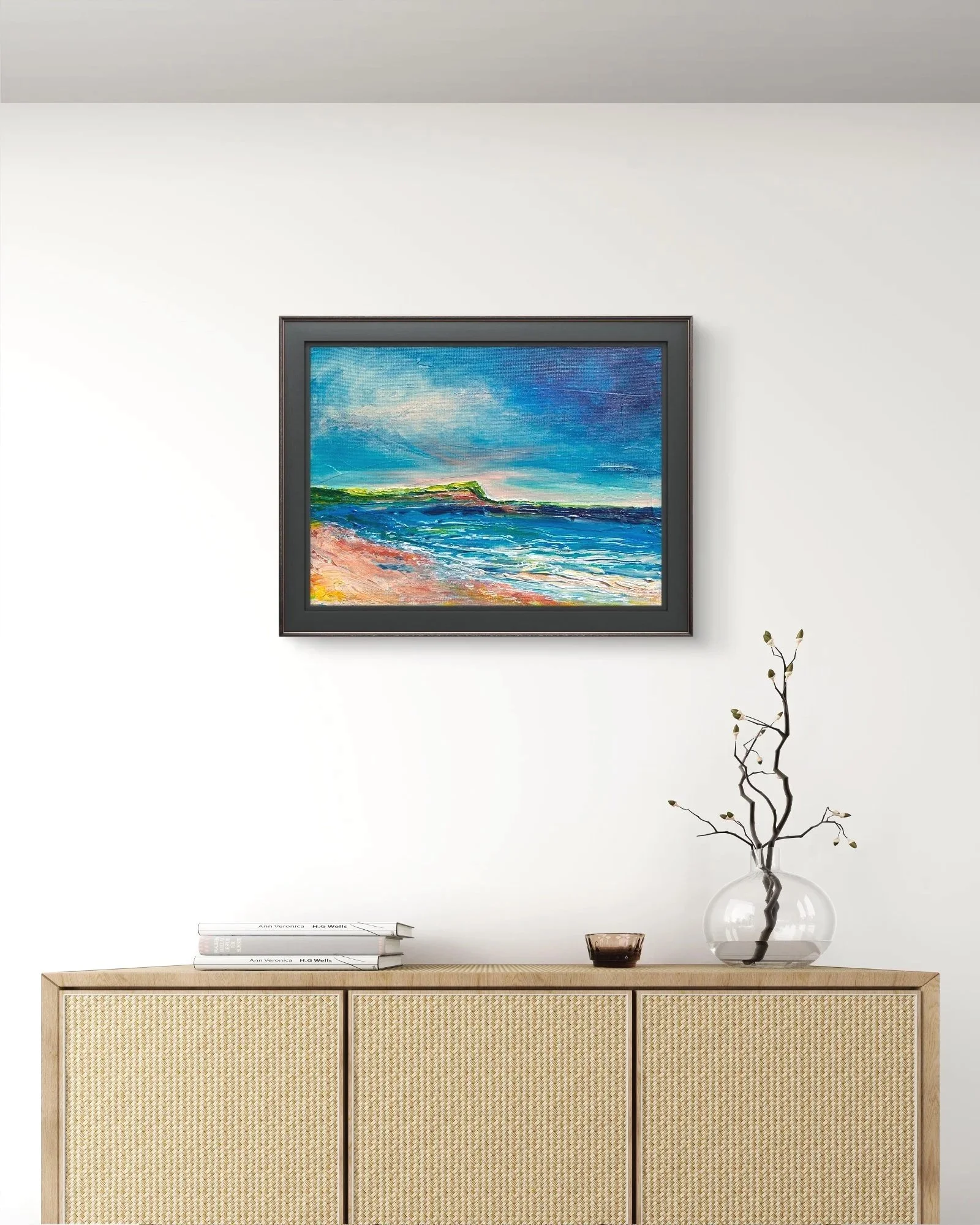 donegal painting of rossnowlagh beach, surf beach art, abstract irish nature painting, buy local art, buy irish art, buy original paintings