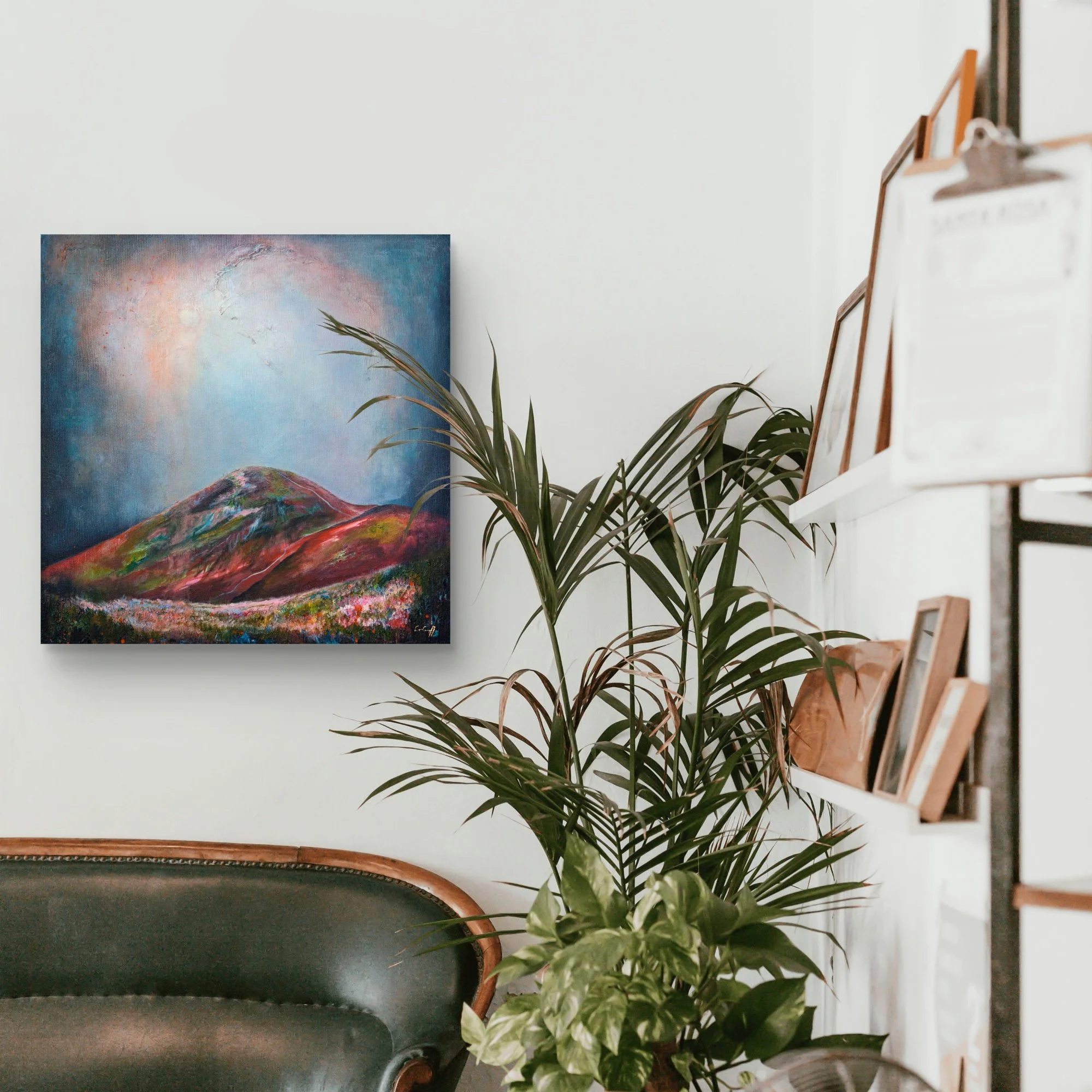 Abstract landscape painting of mounatins by irish artist Eimear Campbell