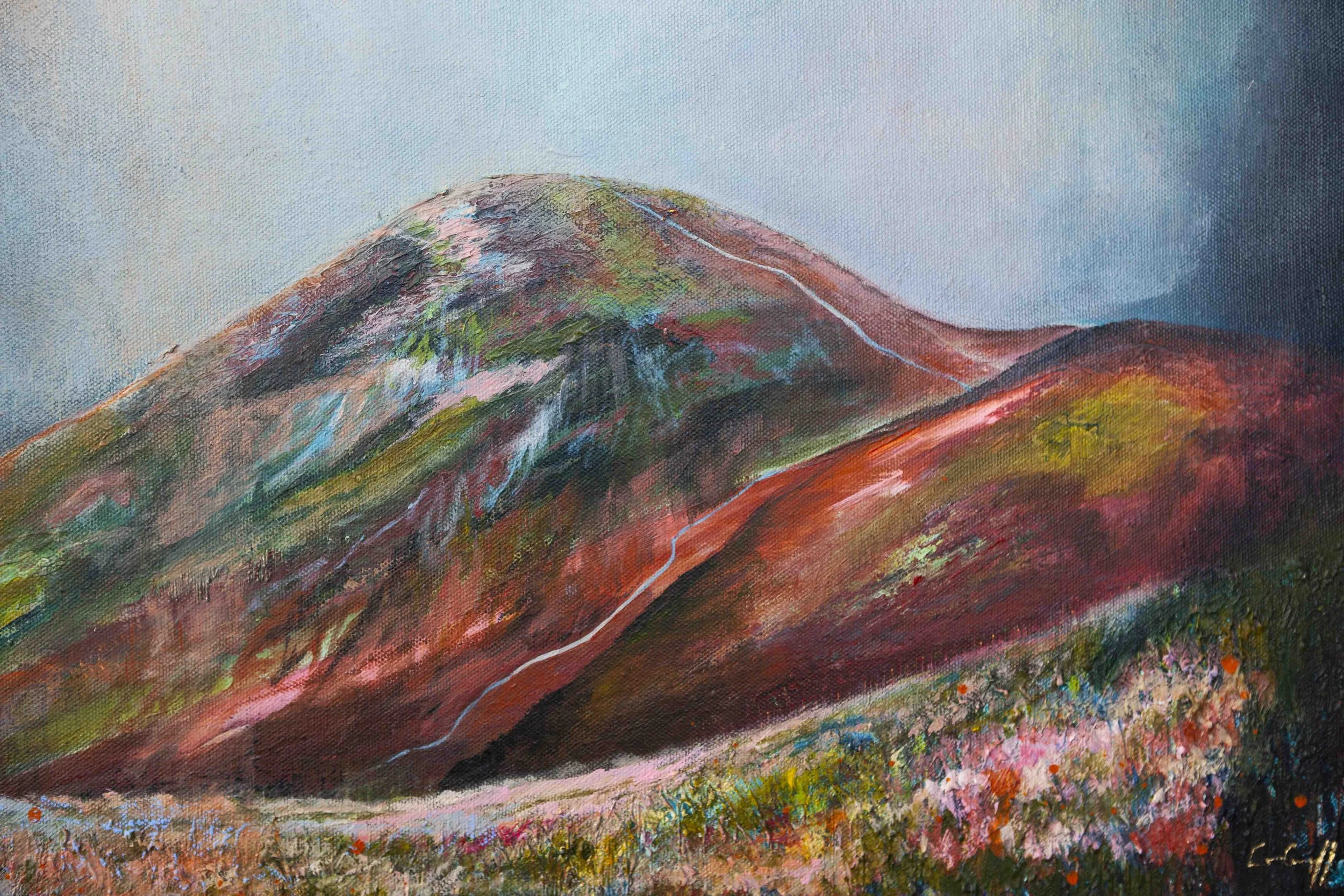 mountain art, mourne mountains slieve donard painting, irish art print, belfast artist, abstract art