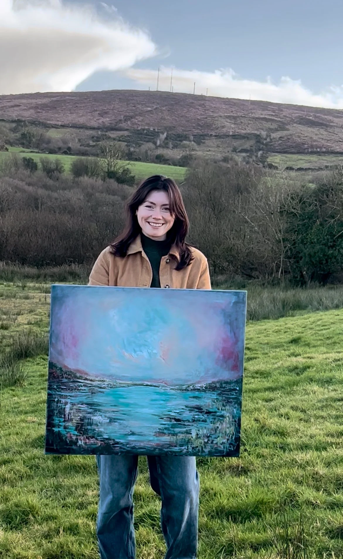 abstract irish art, atmospheric painting, painting for living room, nature painting, irish art for sale, buy art from Belfast artist, painting of lough erne fermanagh, water abstract painting