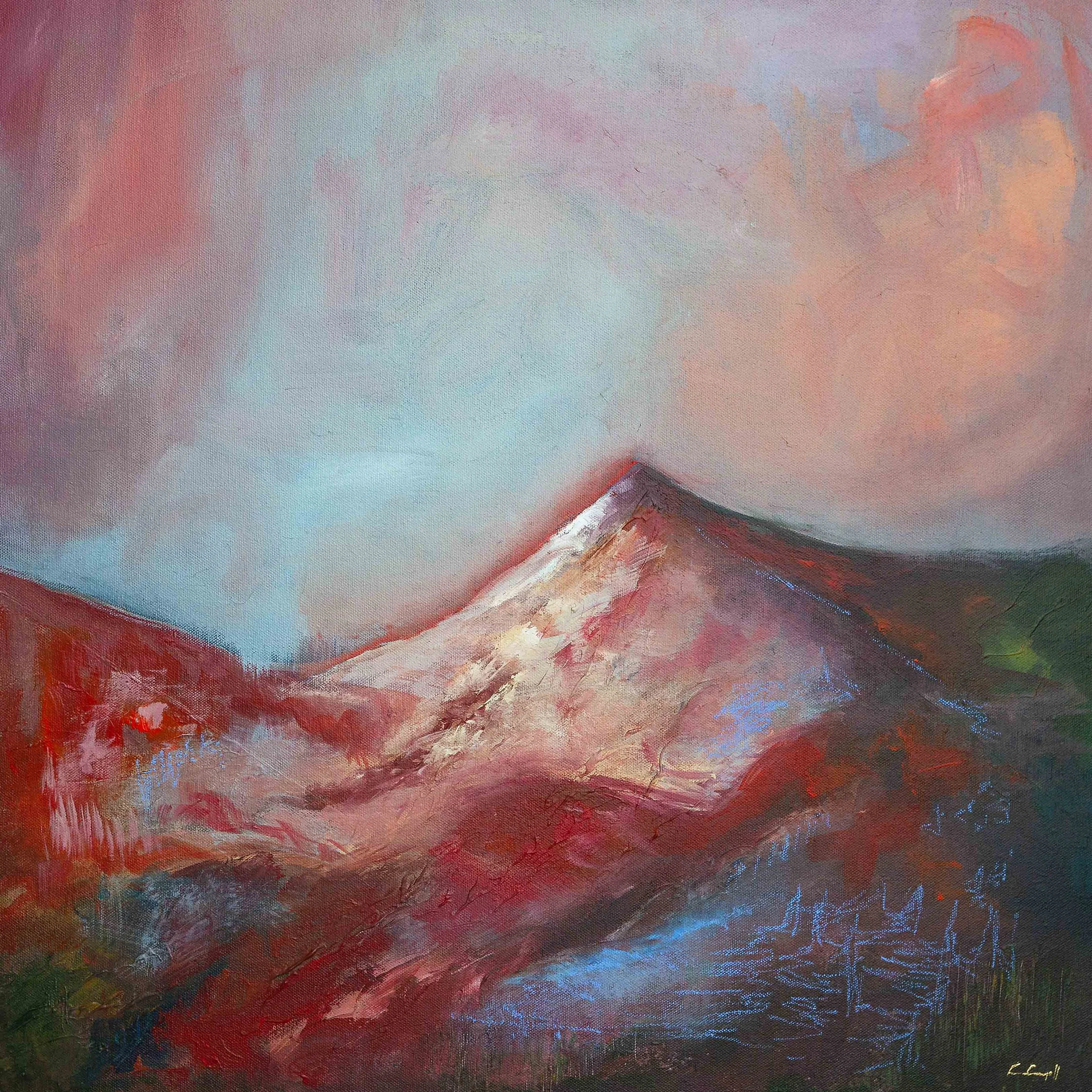 Abstract landscape painting of mountains from Irish artist Eimear Campbell