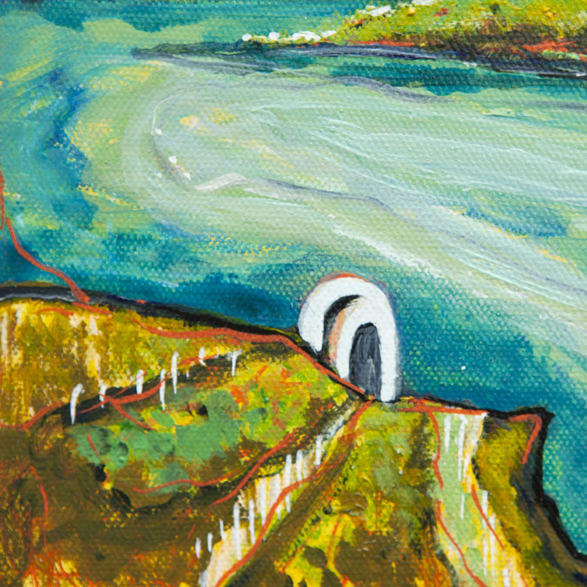 Brompton Bay, Jenny Watts Cove in Bangor Northern Ireland painting, art by irish artist Eimear Campbell, Belfast art, bangor painting, water art