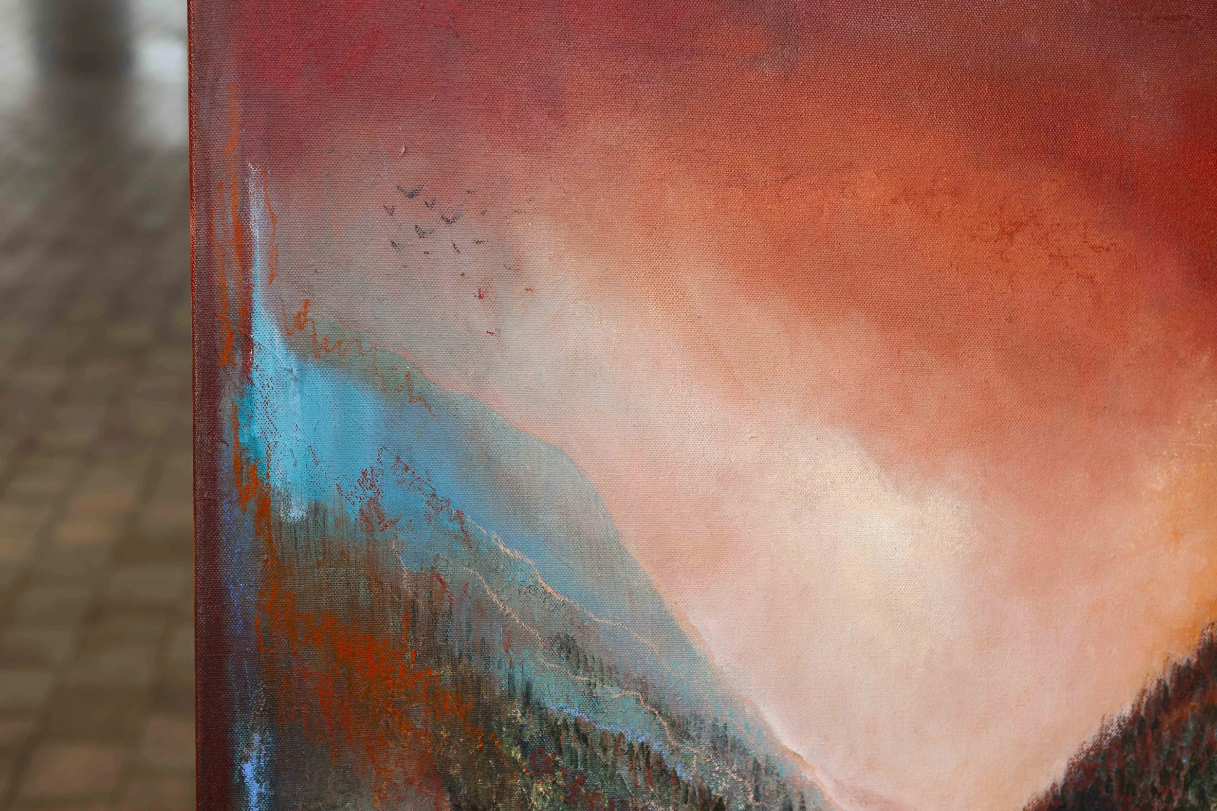 abstract mountain painting, landscape art, irish artist, eimearcampbell art, lake painting, austria painting, home interior, art for the home, art for sale