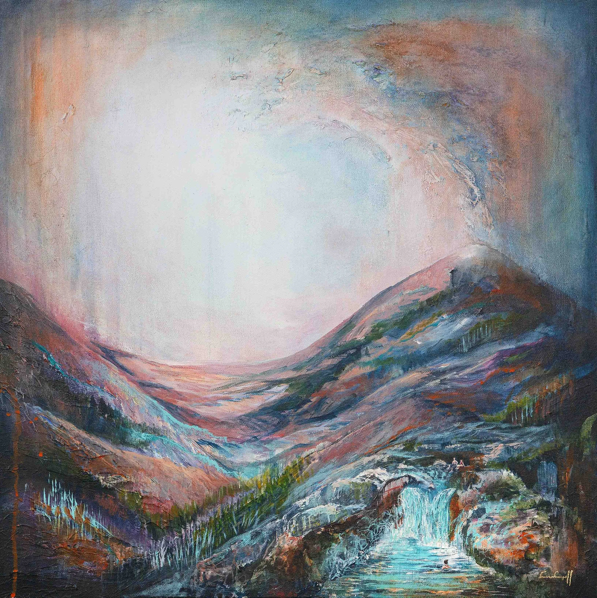 mountain painting, mourne mountains art, abstract art print, irish artist print, belfast artist