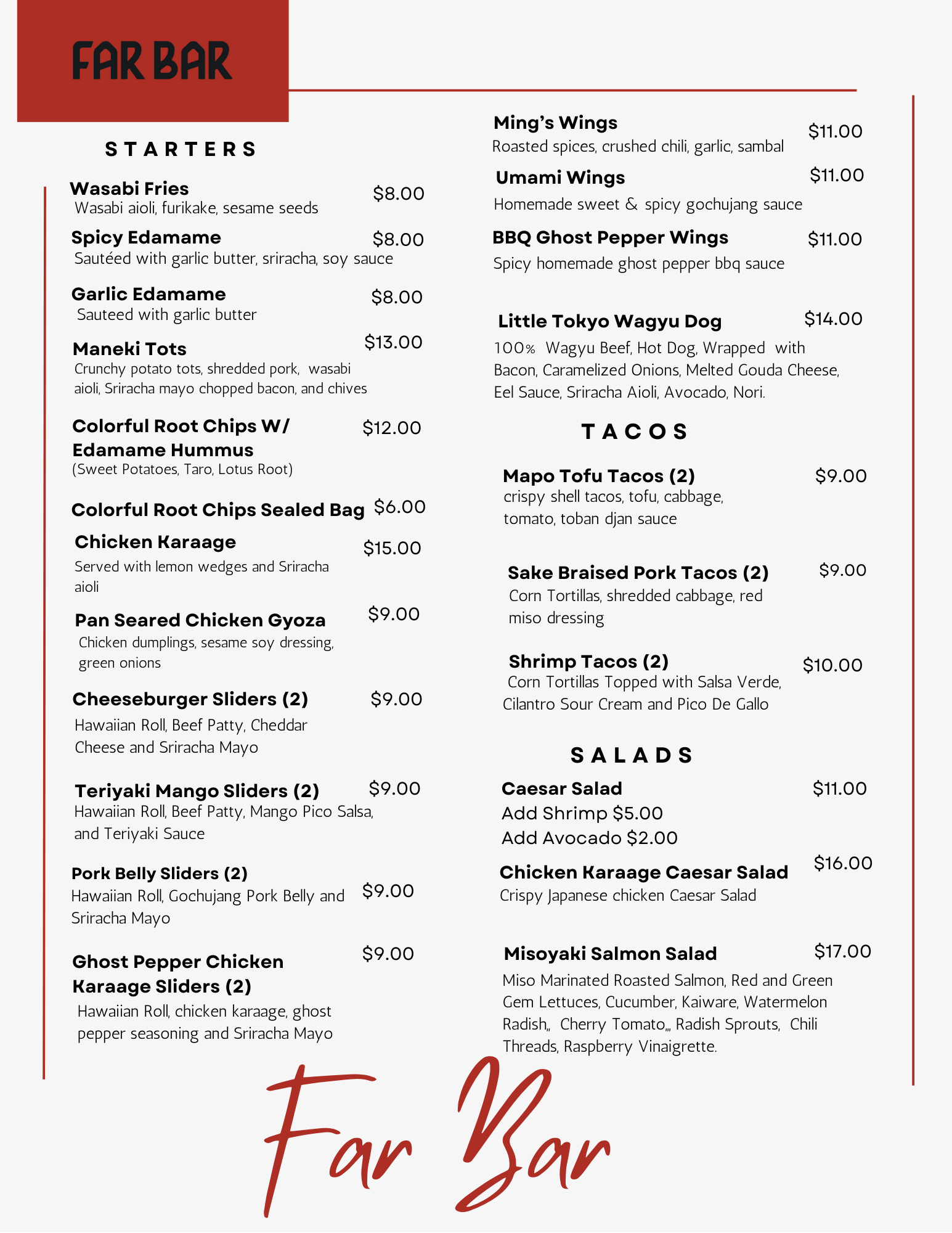 Food & Drinks — Far Bar
