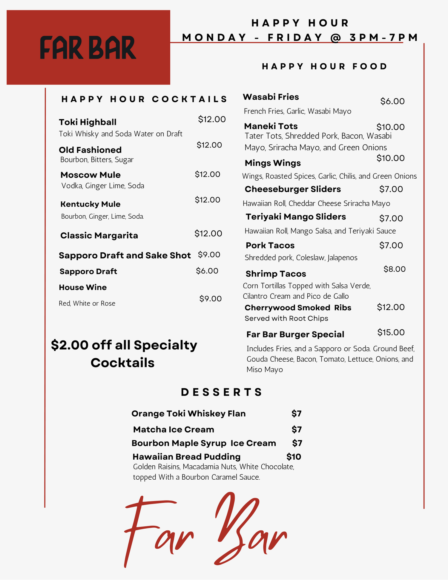 Food & Drinks — Far Bar