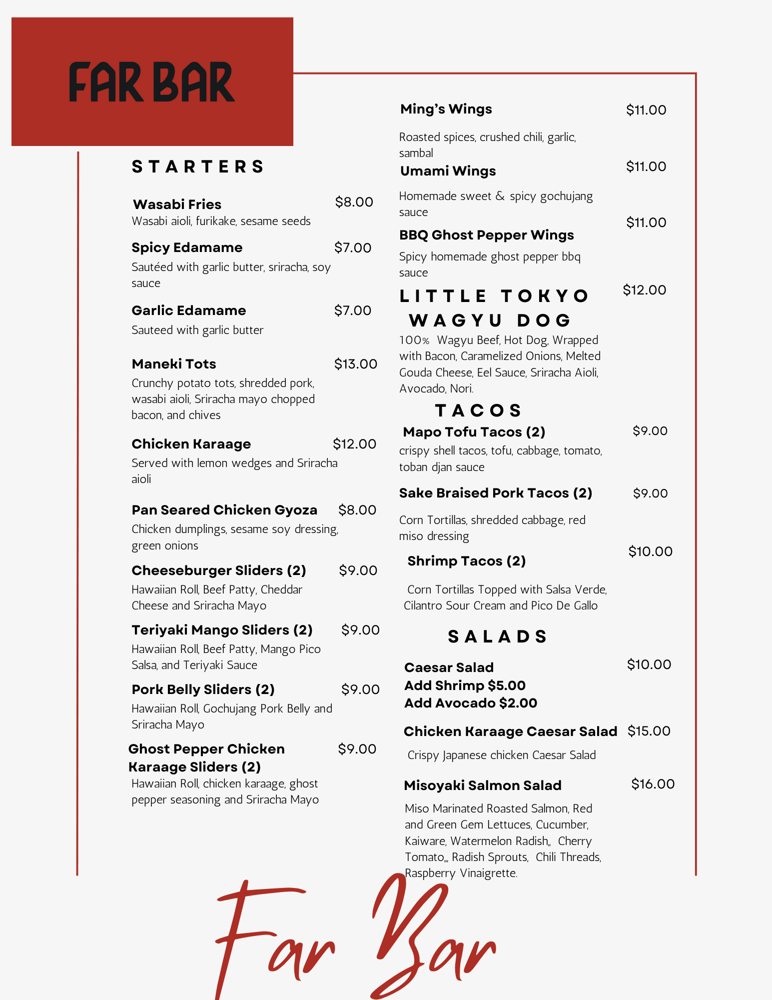 Food & Drinks (Copy) — Far Bar