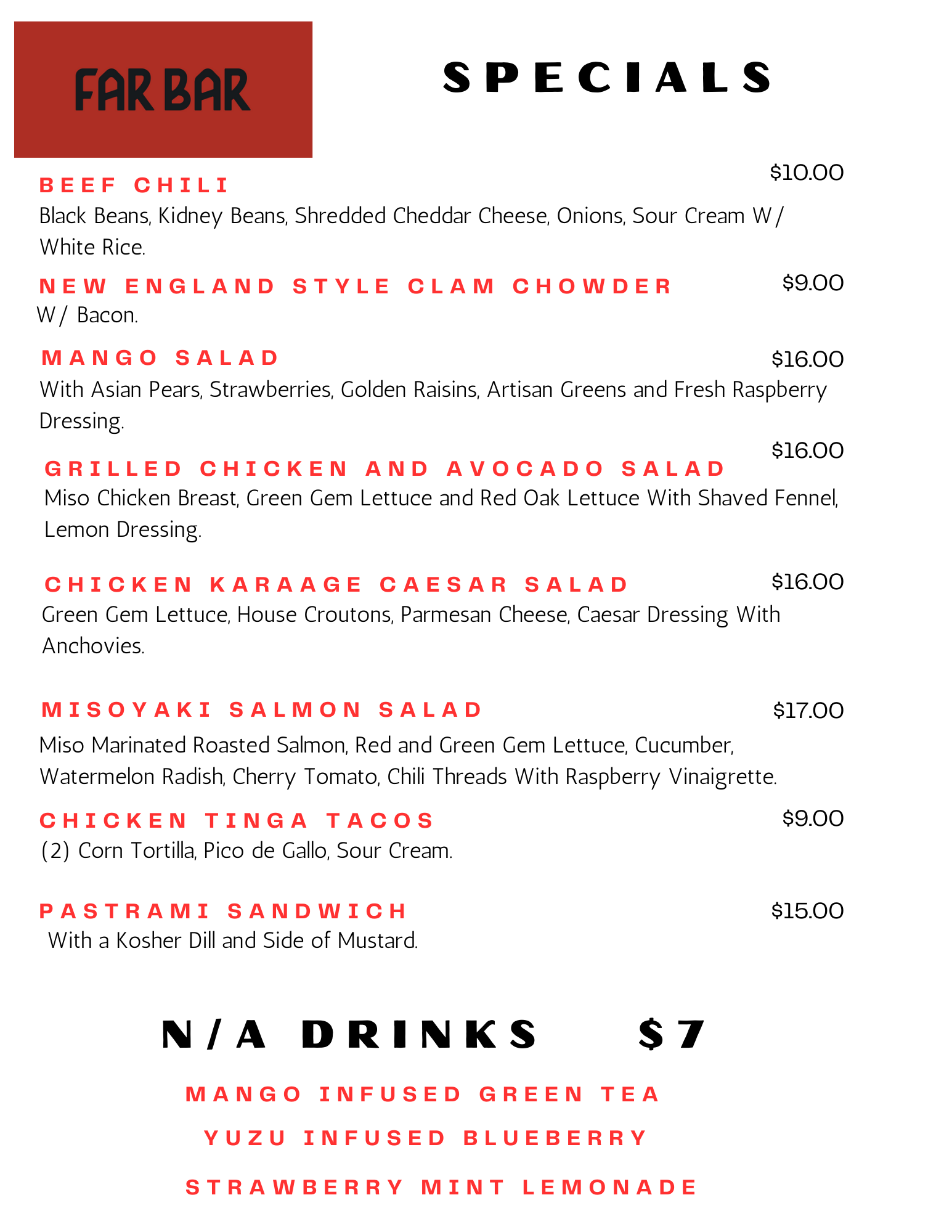 Food & Drinks — Far Bar