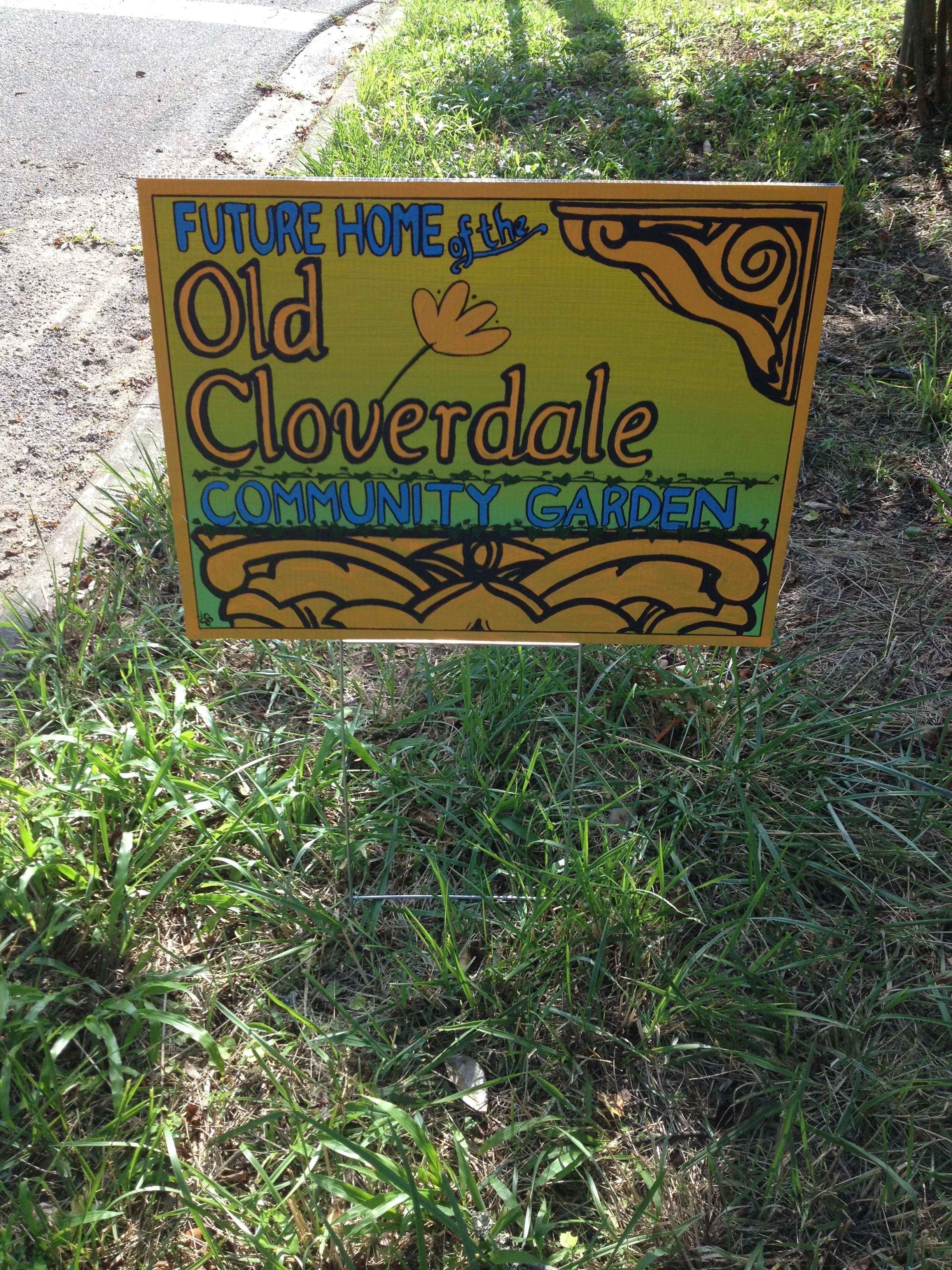 Old Cloverdale Community Garden temporary sign (front), 2015.