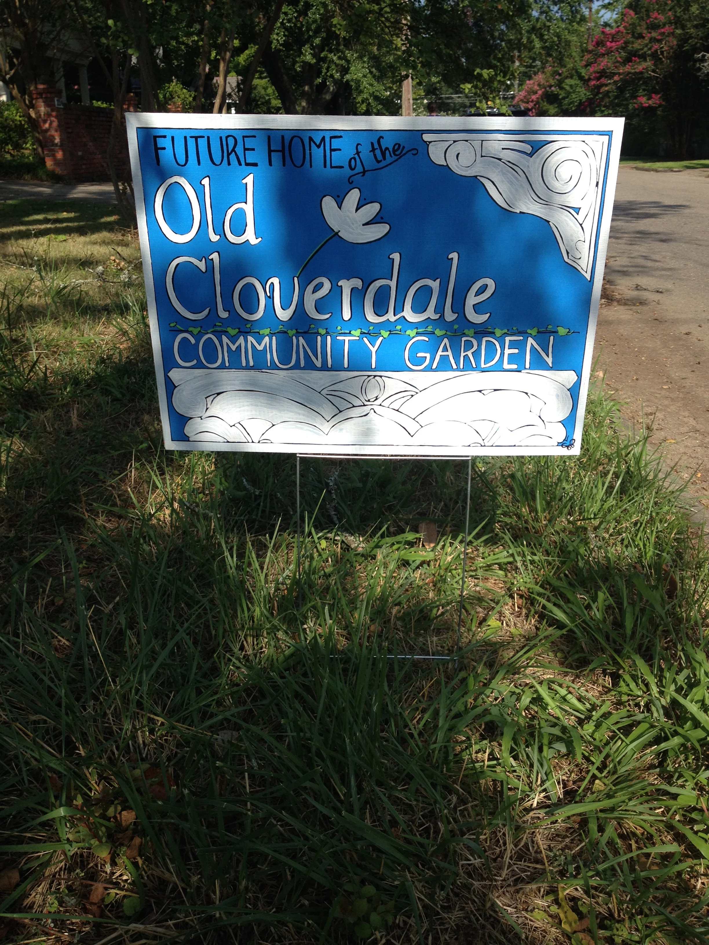 Old Cloverdale Community Garden temporary sign (back), 2015.