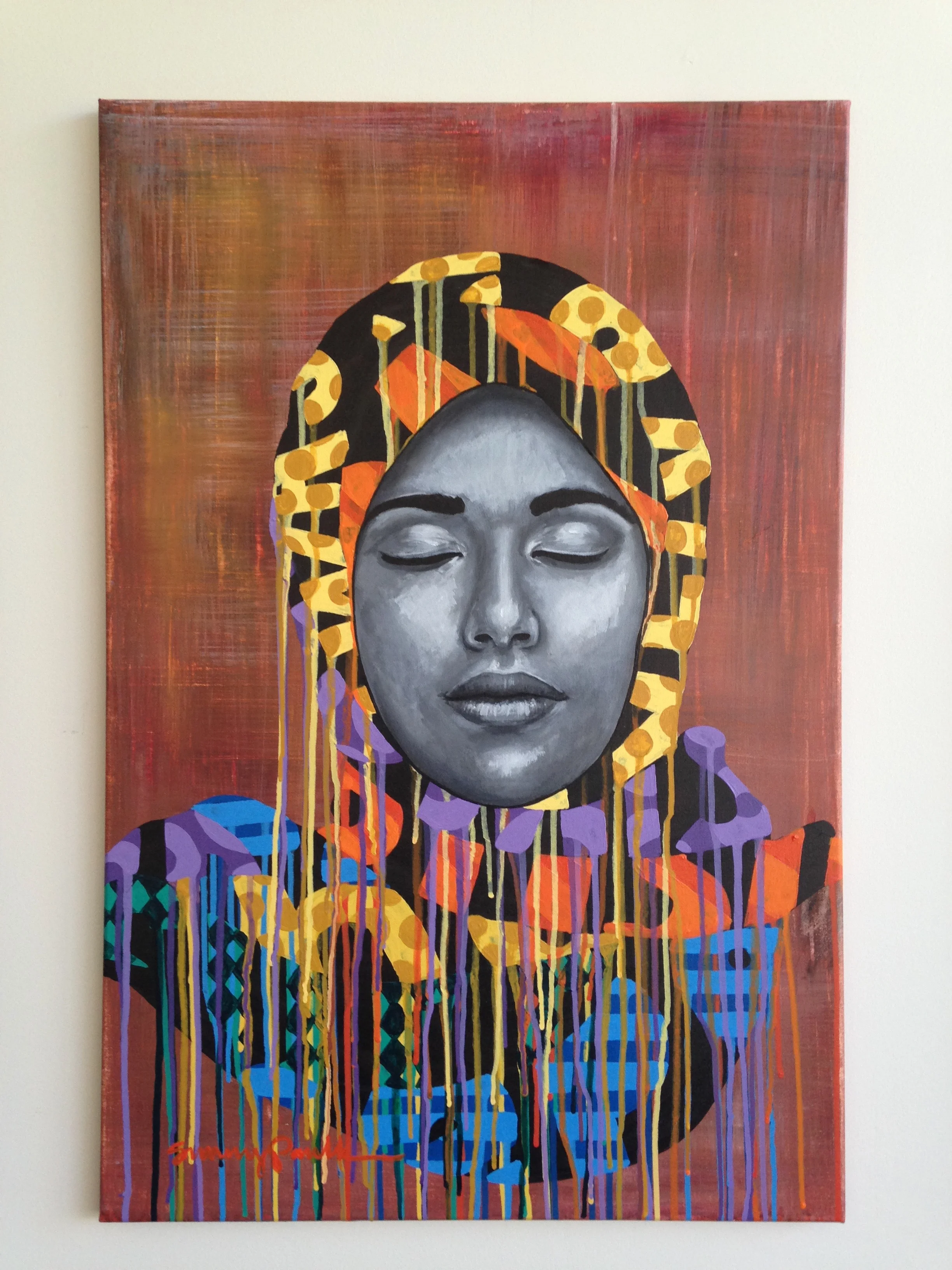 I am Still (#3). Acrylic on canvas, 24"x36." 2017