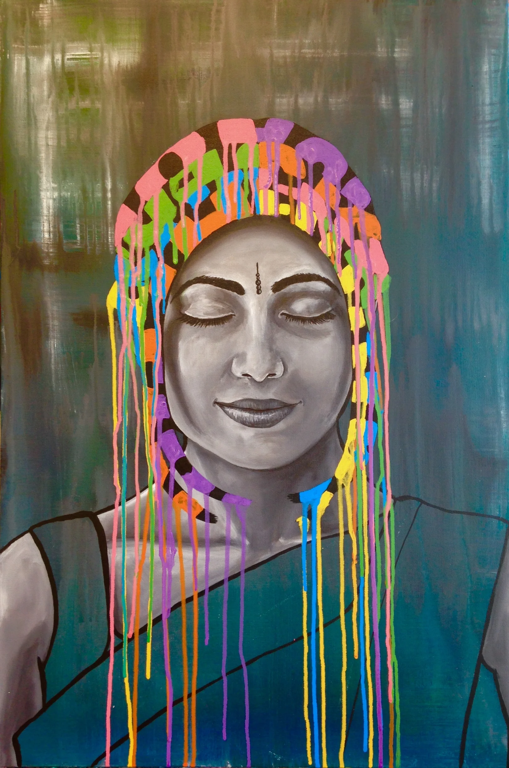 I am Still (#6). Acrylic on canvas, 24"x36." 2017