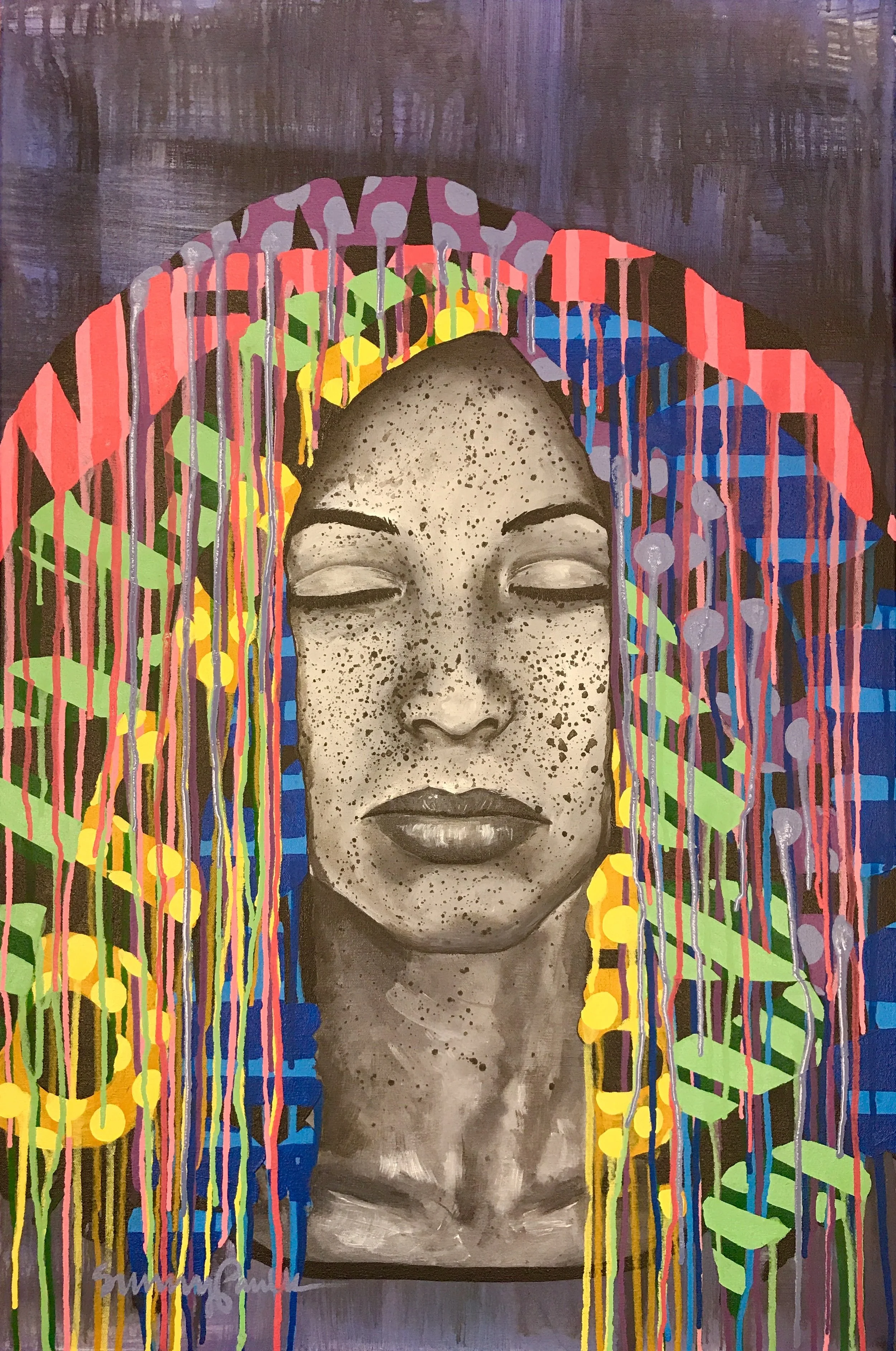 I am Still (#9). Acrylic on canvas, 24"x36." 2017