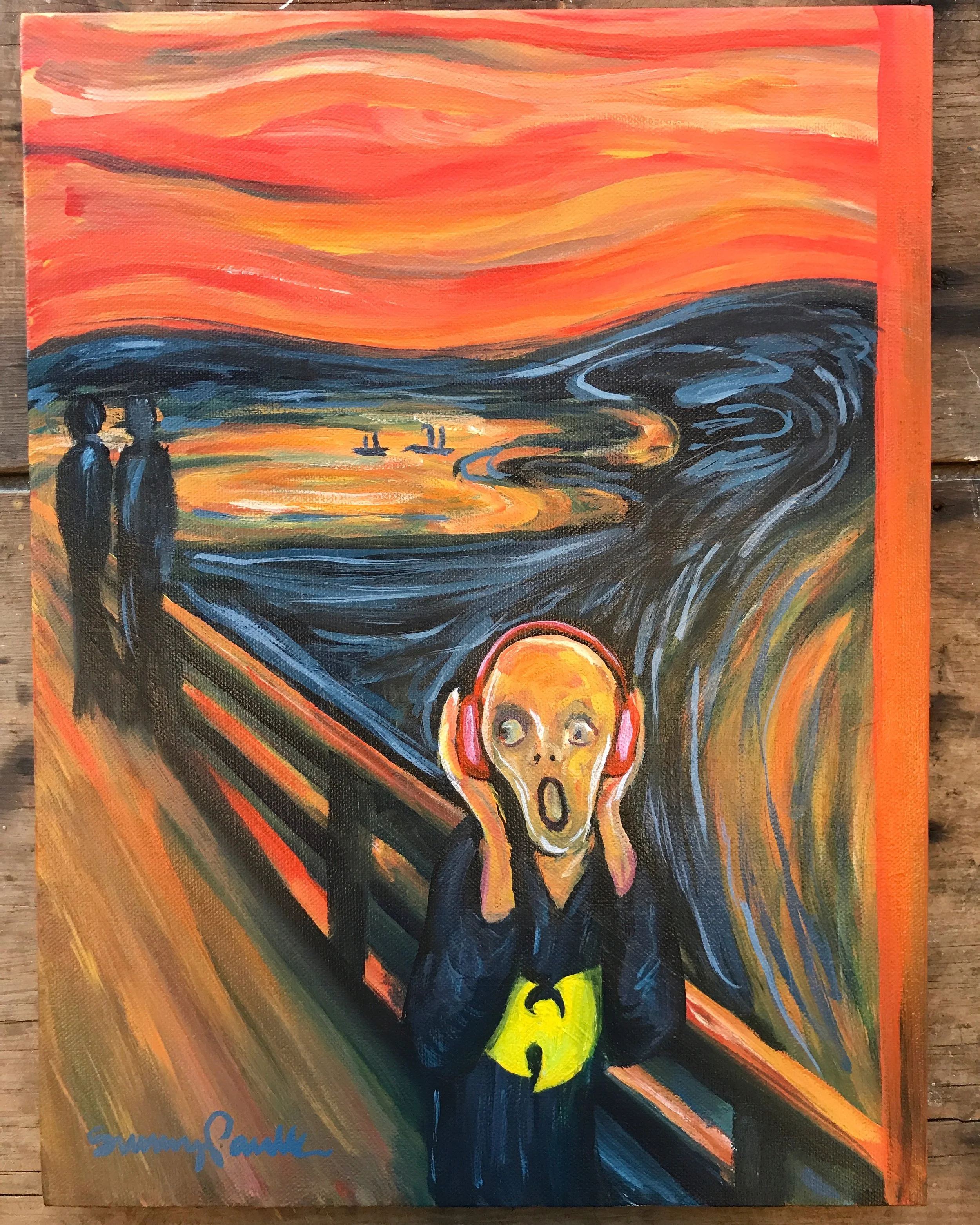 Wu Tang Scream (fun project for a friend), acrylic on canvas, 12"x16." 2017.