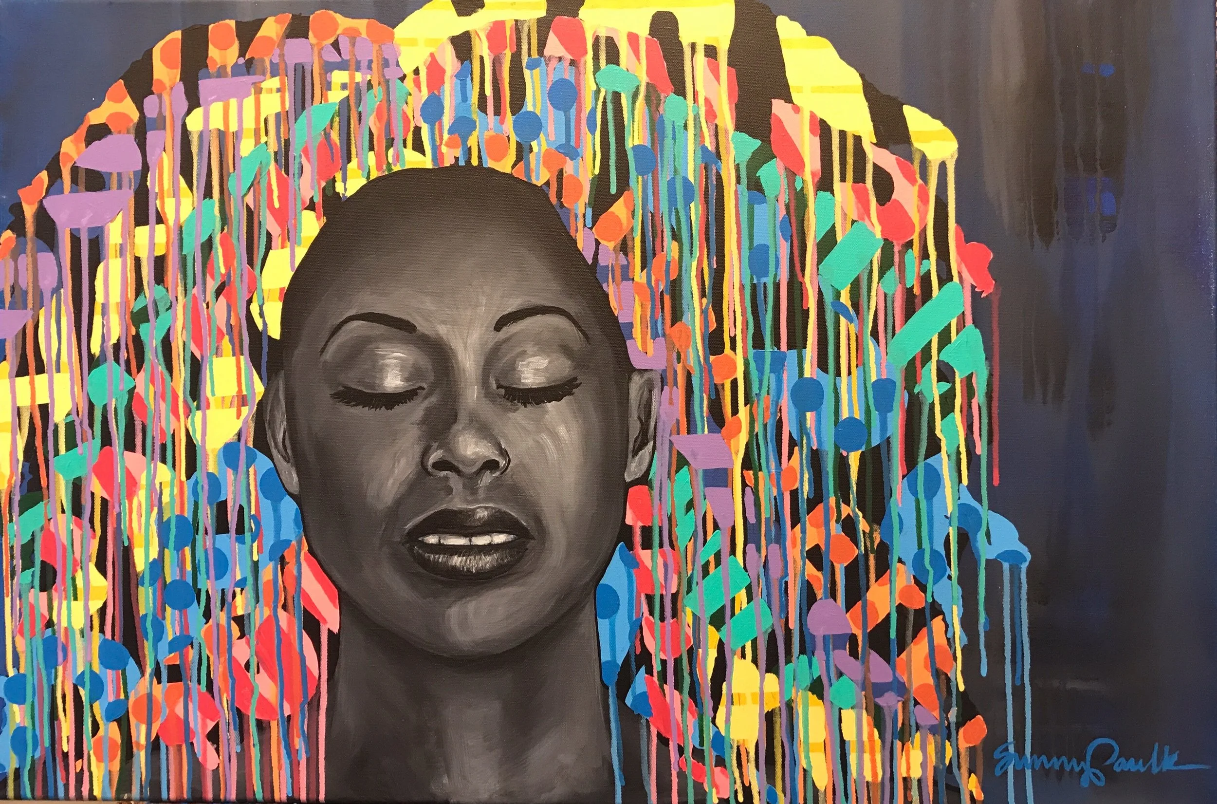 I am Still (#12). Acrylic on canvas, 36"x24." 2018.