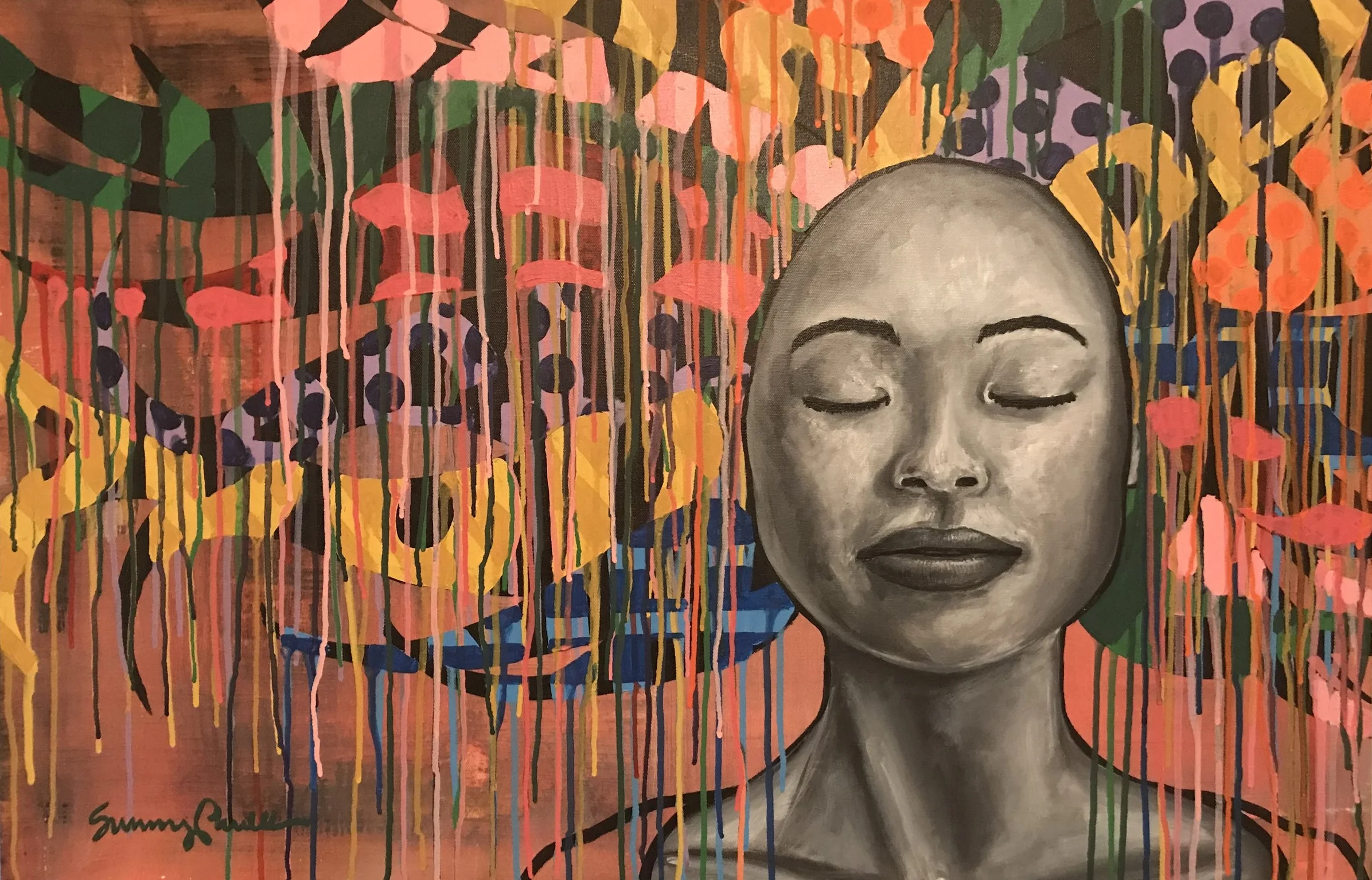 I am Still (#17). Acrylic on canvas, 36"x24." 2018.