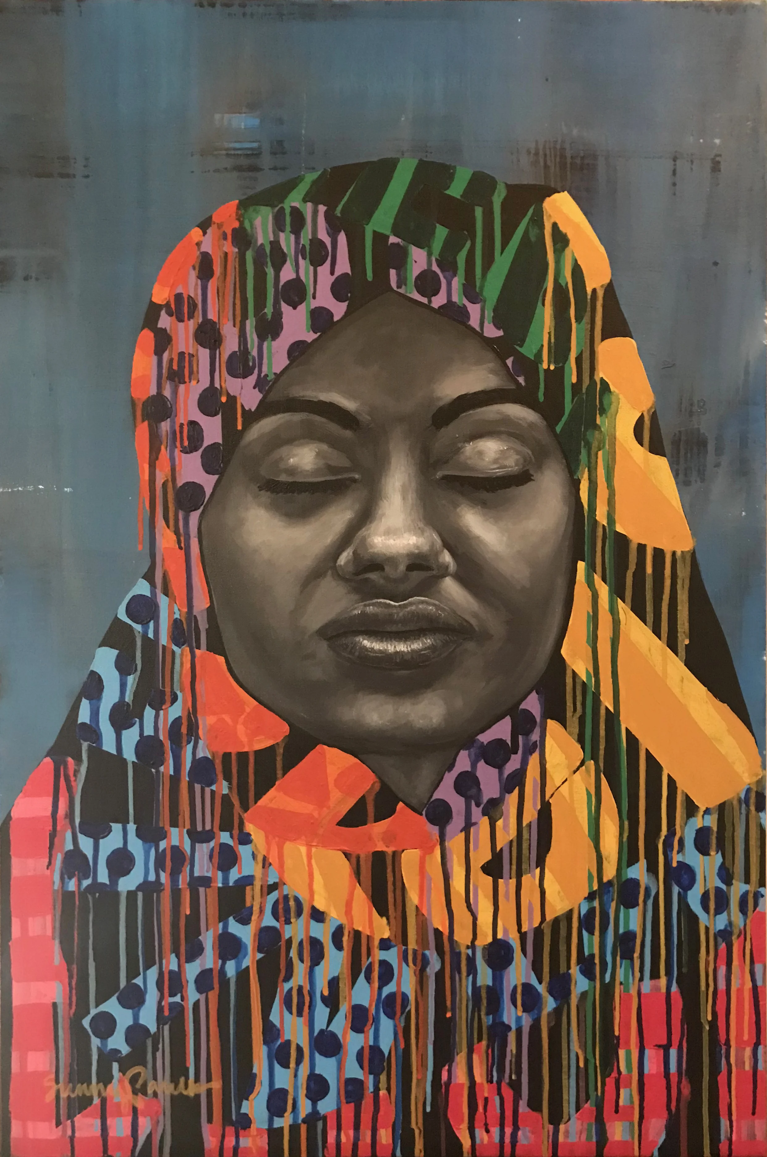 I am Still (#18). Acrylic on canvas, 24"x36." 2018.