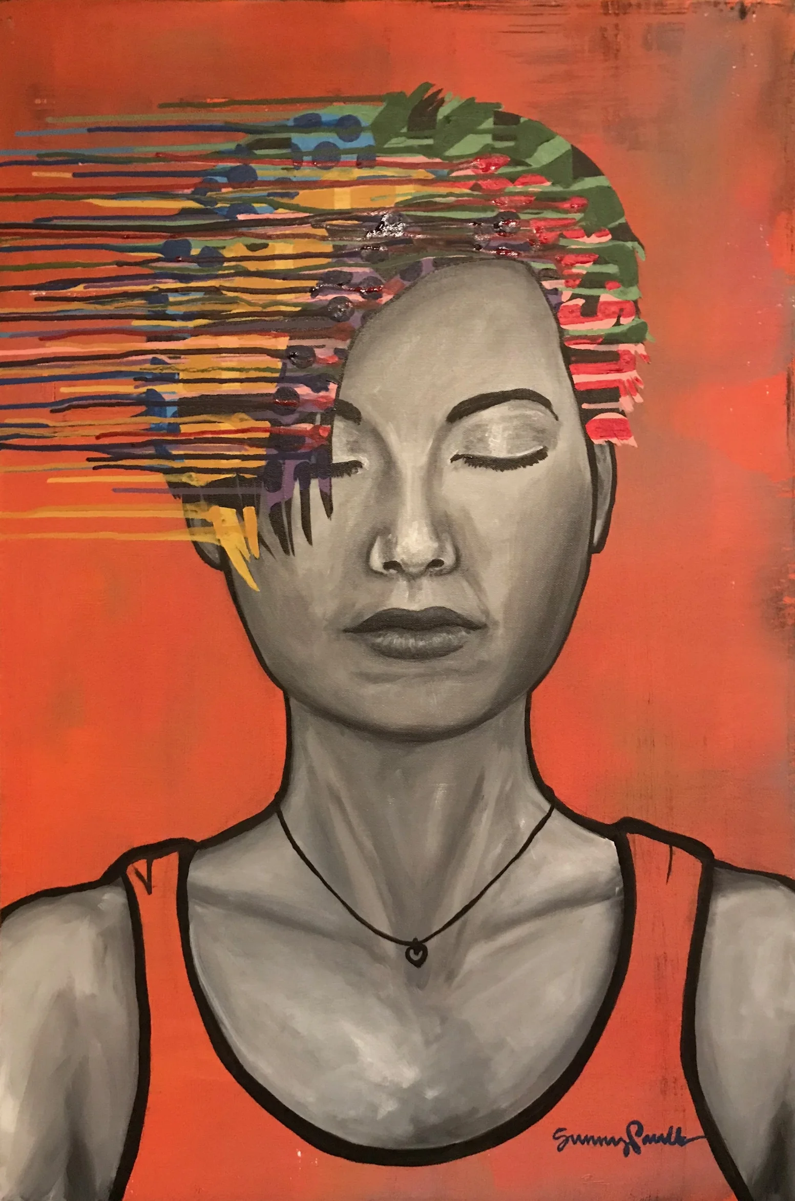 I am Still (#19). Acrylic on canvas, 24"x36." 2018.