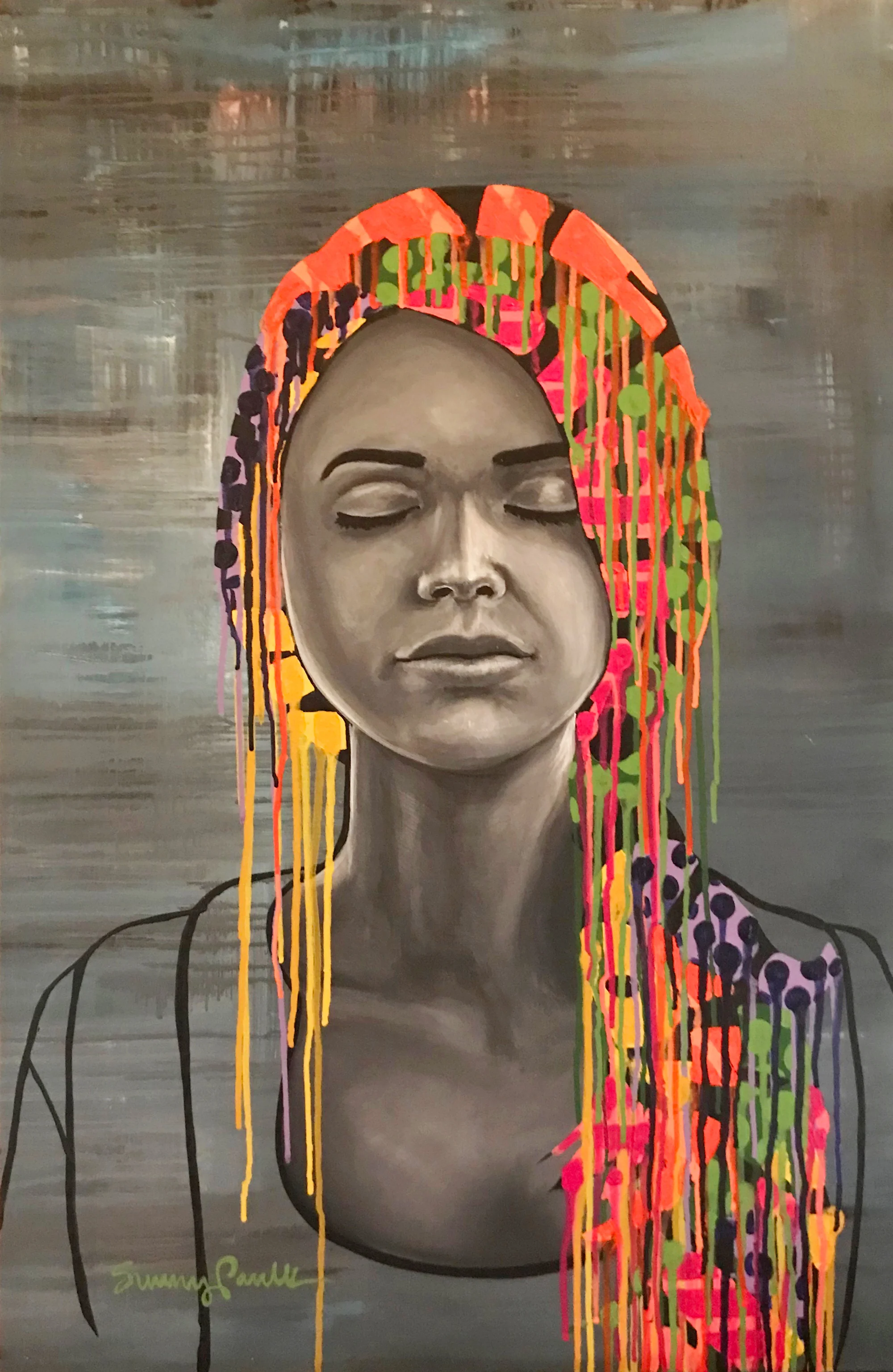 I am Still (#20). Acrylic on canvas, 24”x36.” 2018.