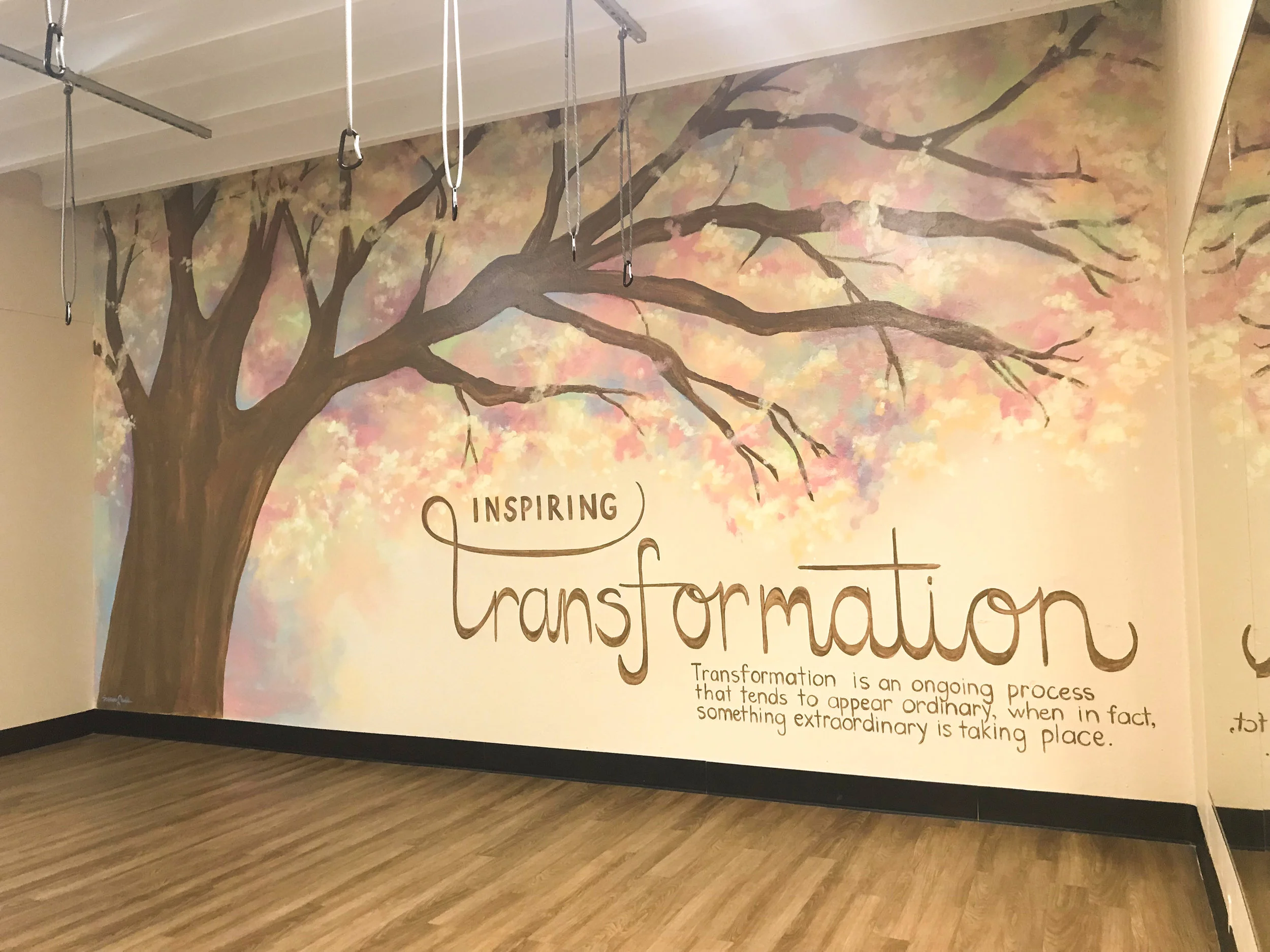 Downtown YMCA Wellness Room mural, Montgomery, AL. 20’ x 11’ latex on stucco. 2019.
