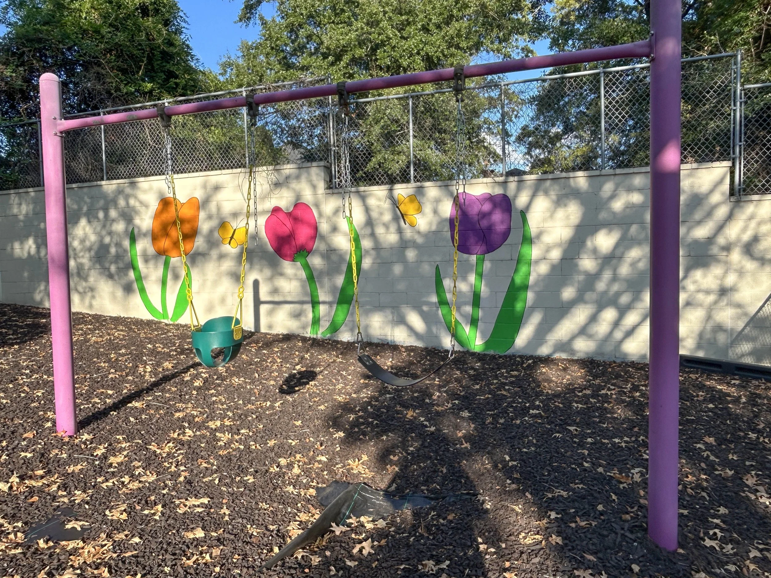   Hope and Healing.  Family Sunshine Center mural, wall #2, Montgomery, AL. 20’ x 8’ exterior latex on cinderblock. 2025. 