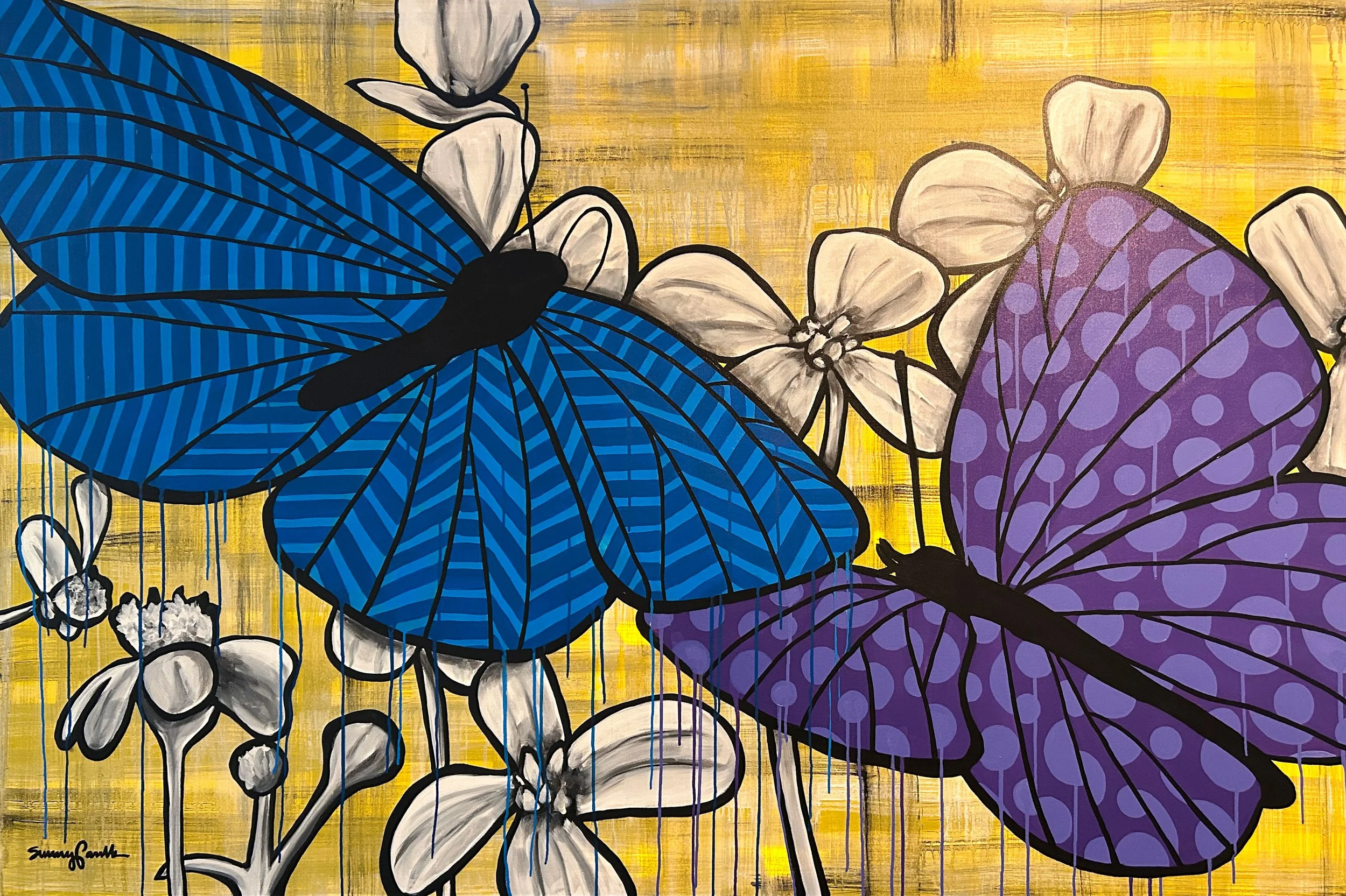   Butterflies.  6’ x 4’ acrylic on canvas, 2026.  (Commissioned by Springhill Suites downtown Montgomery, AL)  