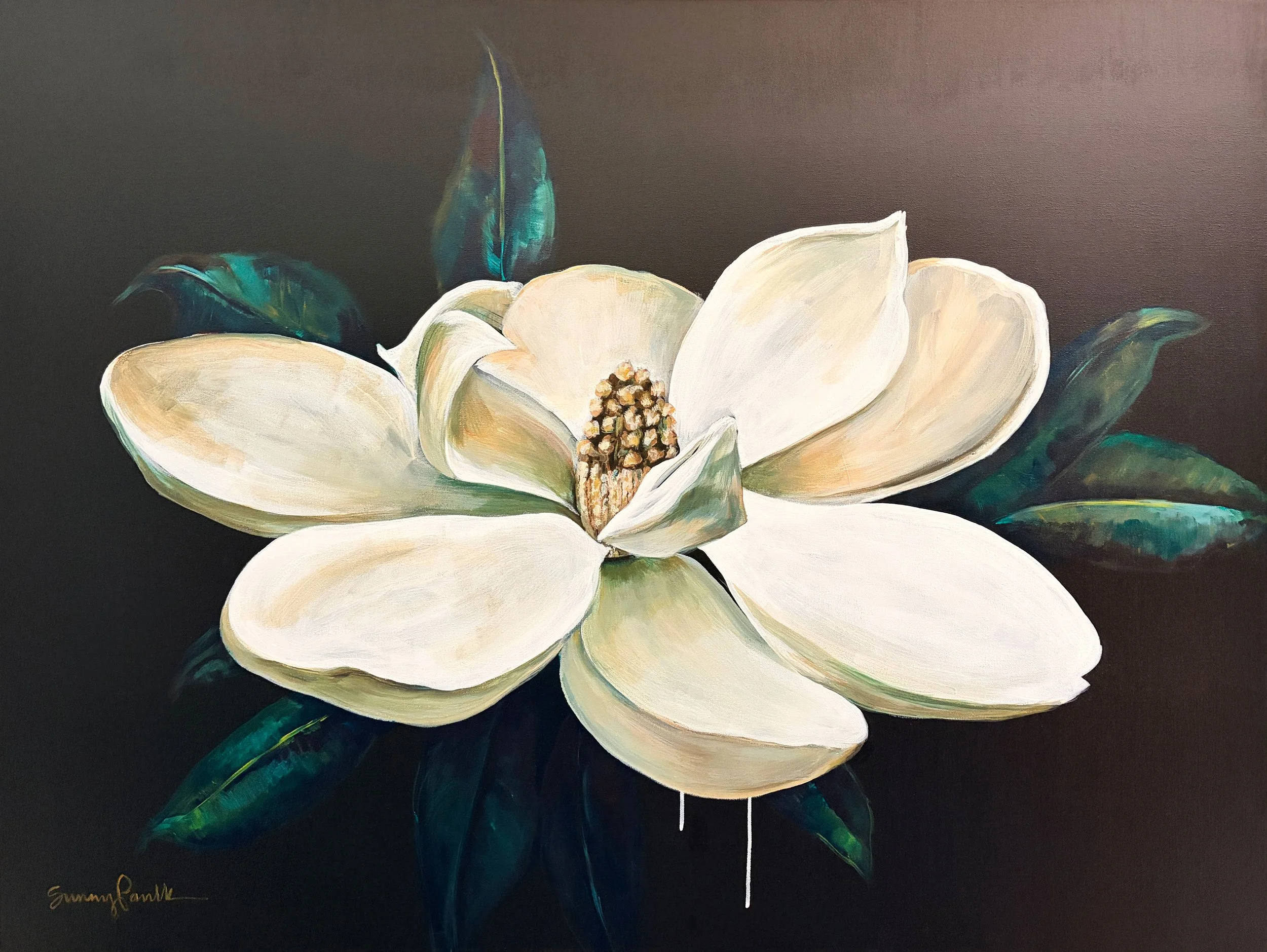   Magnolia.  48” x 36” acrylic on canvas, 2026. 