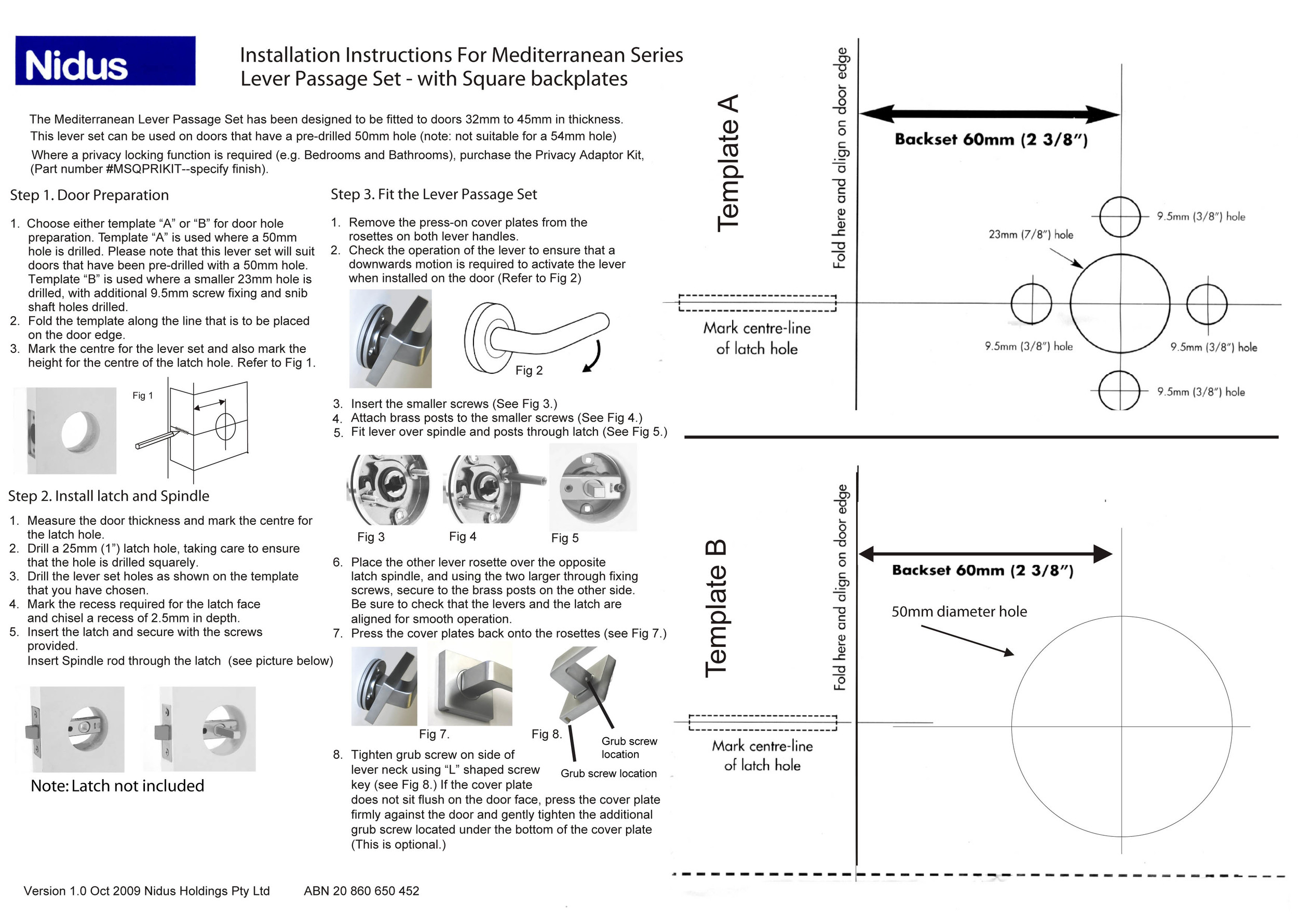 Mediterranean Square Passage Set Fitting Instructions