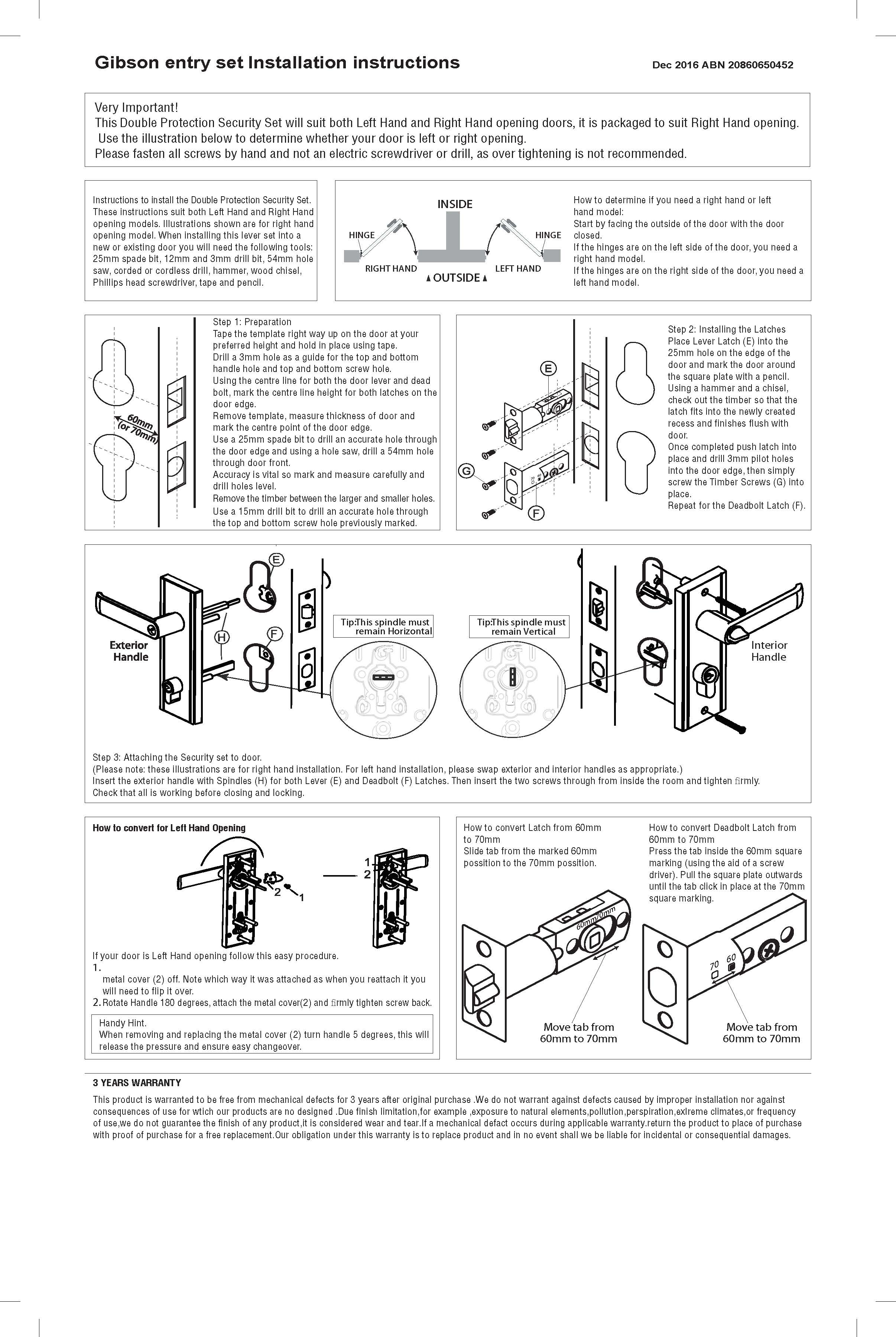 Gibson installation instructions (Template is on separate download)