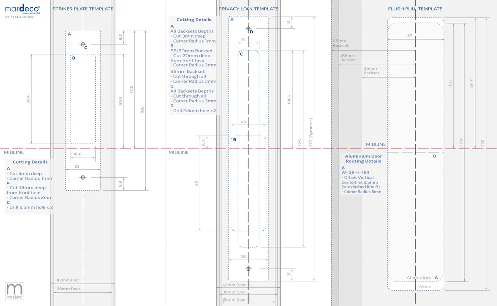 Mardeco M series 8004 Privacy Set Installation Template