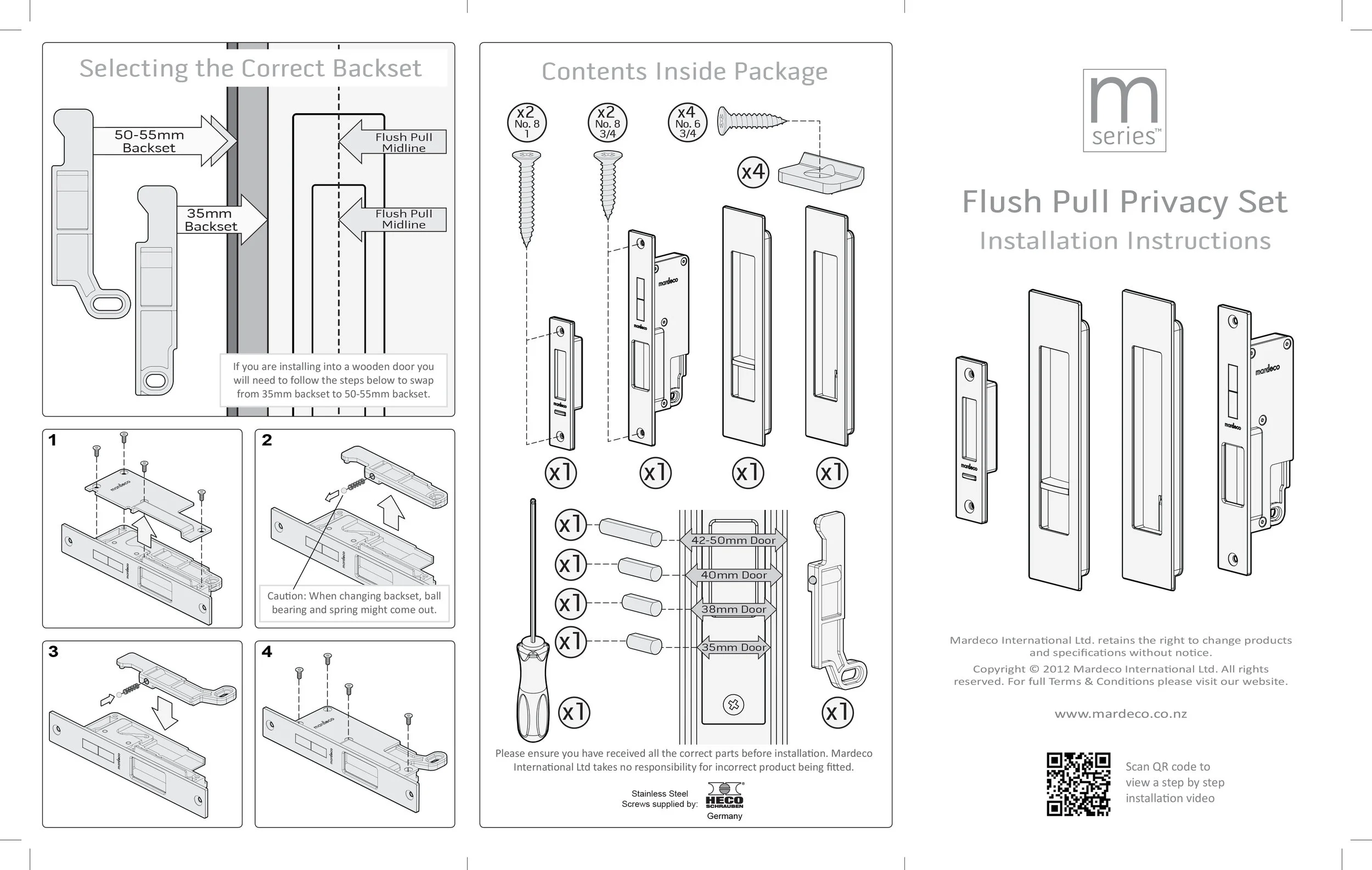 Mardeco privacy set installation instructions